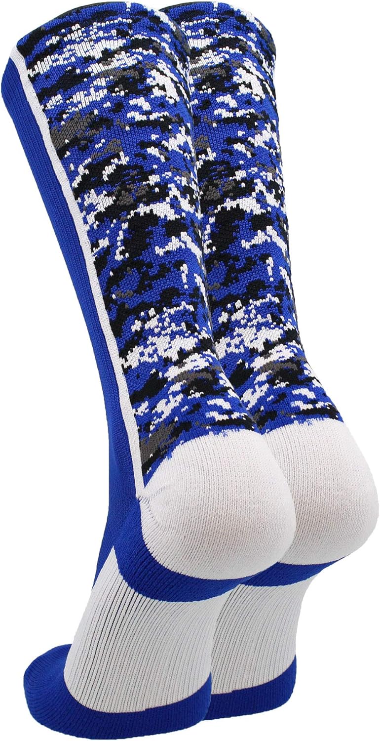 TCK Athletic Crew Socks Digital Camo Football Basketball Lacrosse Small Royal/White