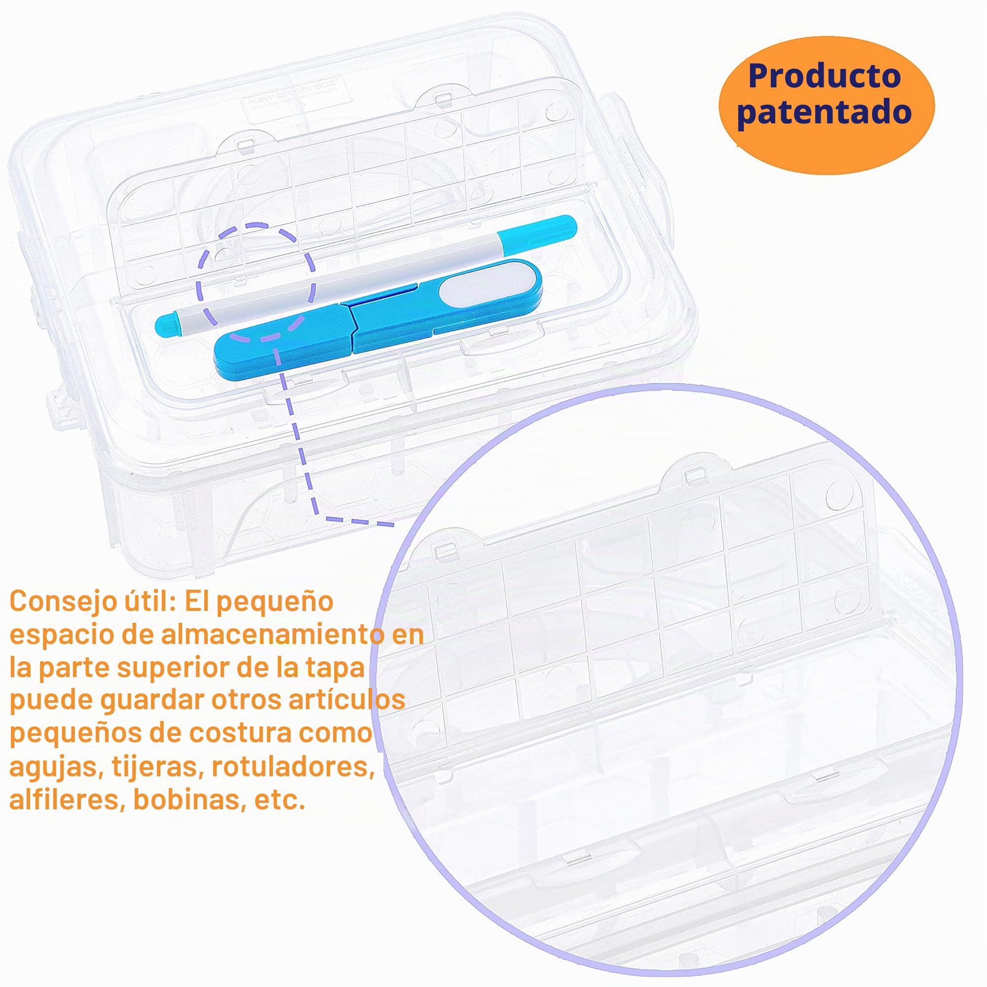 New brothread 4 Capas Apilable Caja/Organizador de Almacenaje Transparente para 80 Bobinas de Hilo de Coser y Bordar casero (Requisito de Tamaño del Bobina: Altura≤5,6cm; Anchura≤4,3cm)