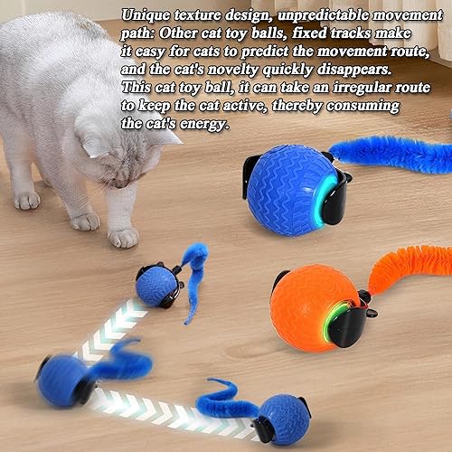 Miniatura 4 de 2 pelotas interactivas de juguete para gatos con cola, movimiento automático y evitar obstáculos, juguetes para gatos de interior