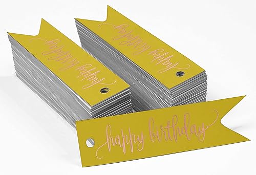 Miniatura 303 de Etiquetas de papel para colgar con texto en inglés «Happy Birthday», 100 unidades Azul,Aqua Blue,Negro -,azul, cerceta (Dark Teal Blue),Rosa