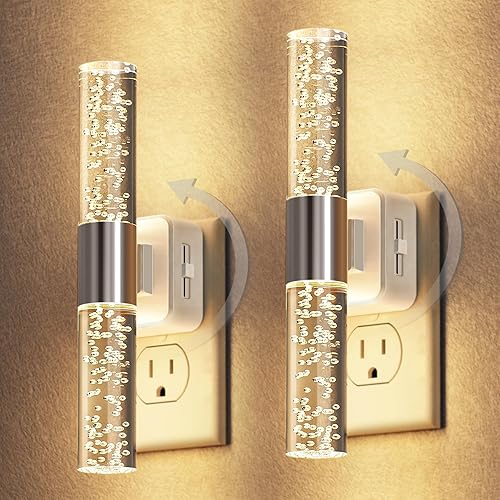 Miniatura 9 de DORESshop Luz nocturna LED, luces nocturnas giratorias para enchufar a la pared, sensor de luz nocturna automático regulable, luz suave de 3000 K,