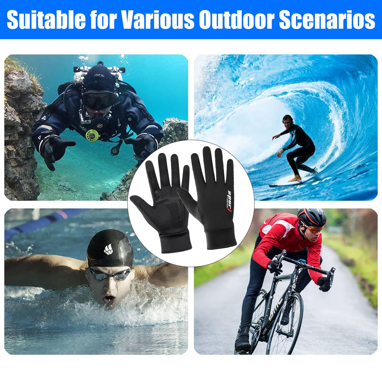Guanto Da Immersione In Neoprene, Antiscivolo Nero Per Uomo Donna Velo Nautico Nuoto Canotage Snorkeling Aquagym