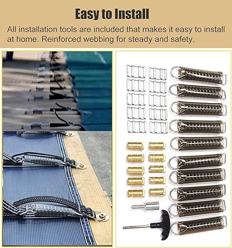 Miniatura 6 de Cubiertas de seguridad de piscina de invierno resistentes para piscinas enterradas, cubierta rectangular grande verde con accesorios,