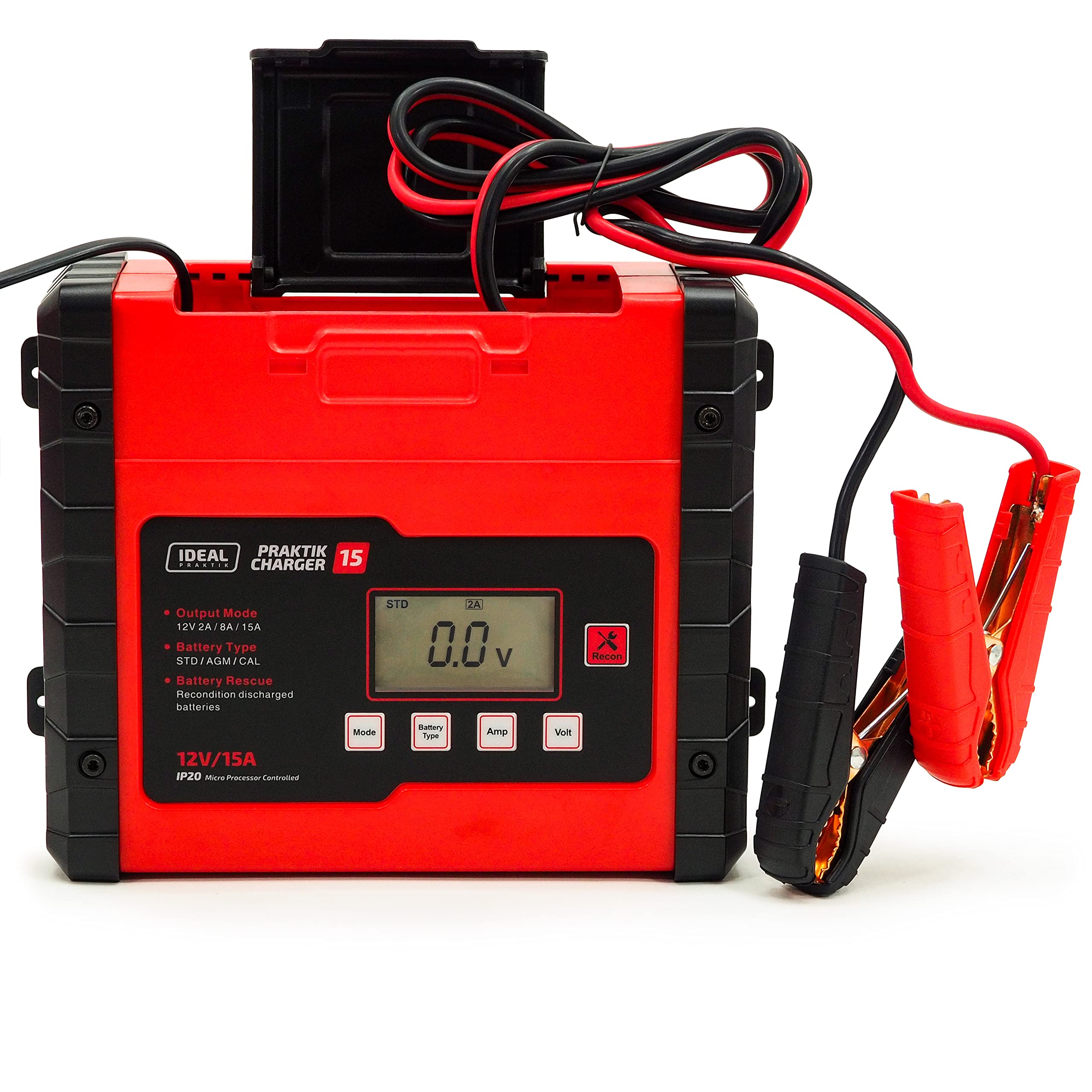 Ładowarka PRAKTIK Charger 15 LCD 12 V przyłącze sieciowe 230 V, napięcie ładowania 12 V, prąd ładowania 2/8/15 A