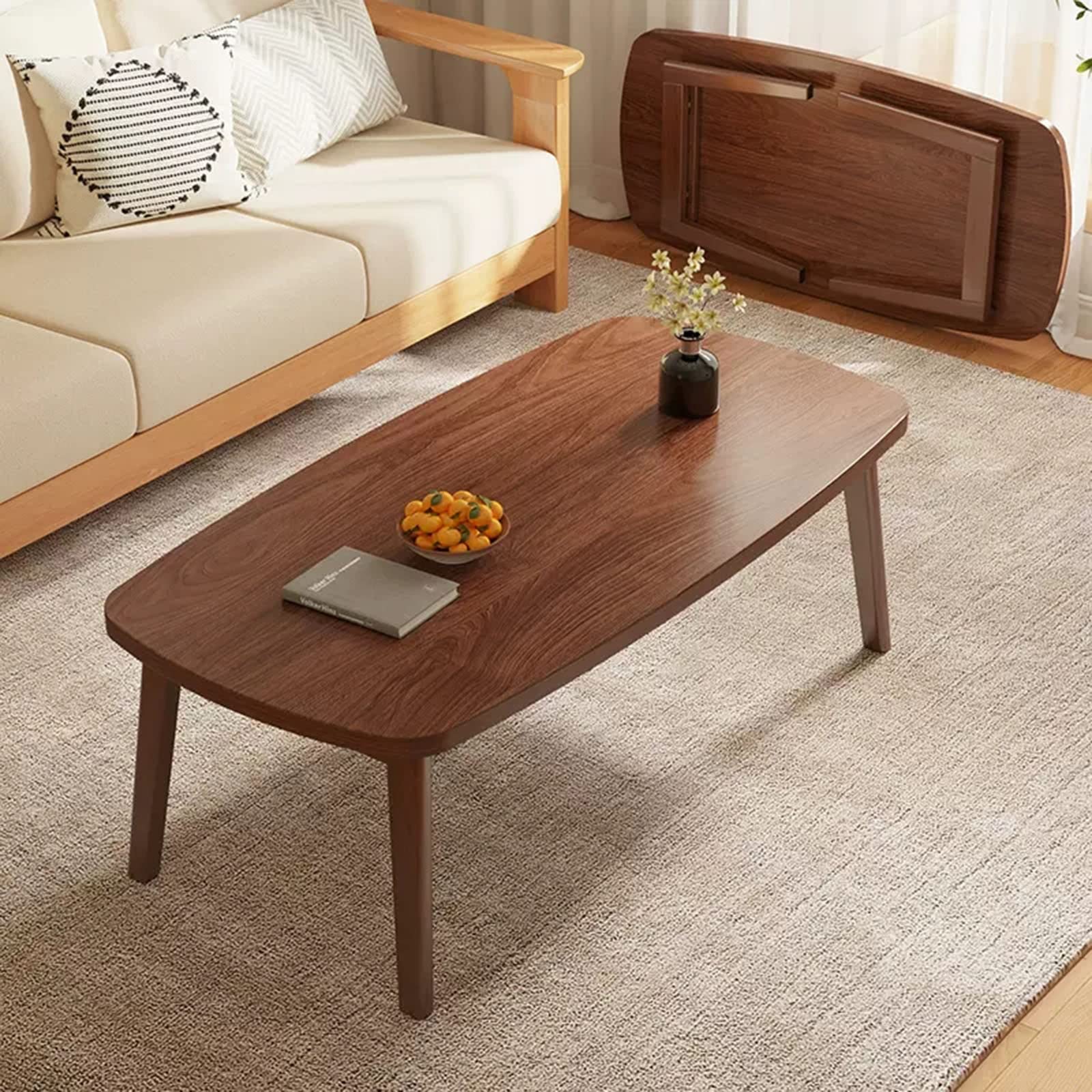 Składany stolik kawowy w japońskim stylu biurko komputerowe z litego drewna stół do jadalni uniwersalny stolik okienny kompaktowy rozmiar (100 x 55 x 44 cm) nowoczesny design do małych przestrzeni