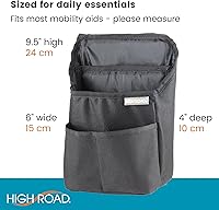 Vista 7 de High Road Bolsa compacta para andar, mochila lateral para silla de ruedas y bolsa para scooter con bolsillos de fácil acceso y correas ajustables