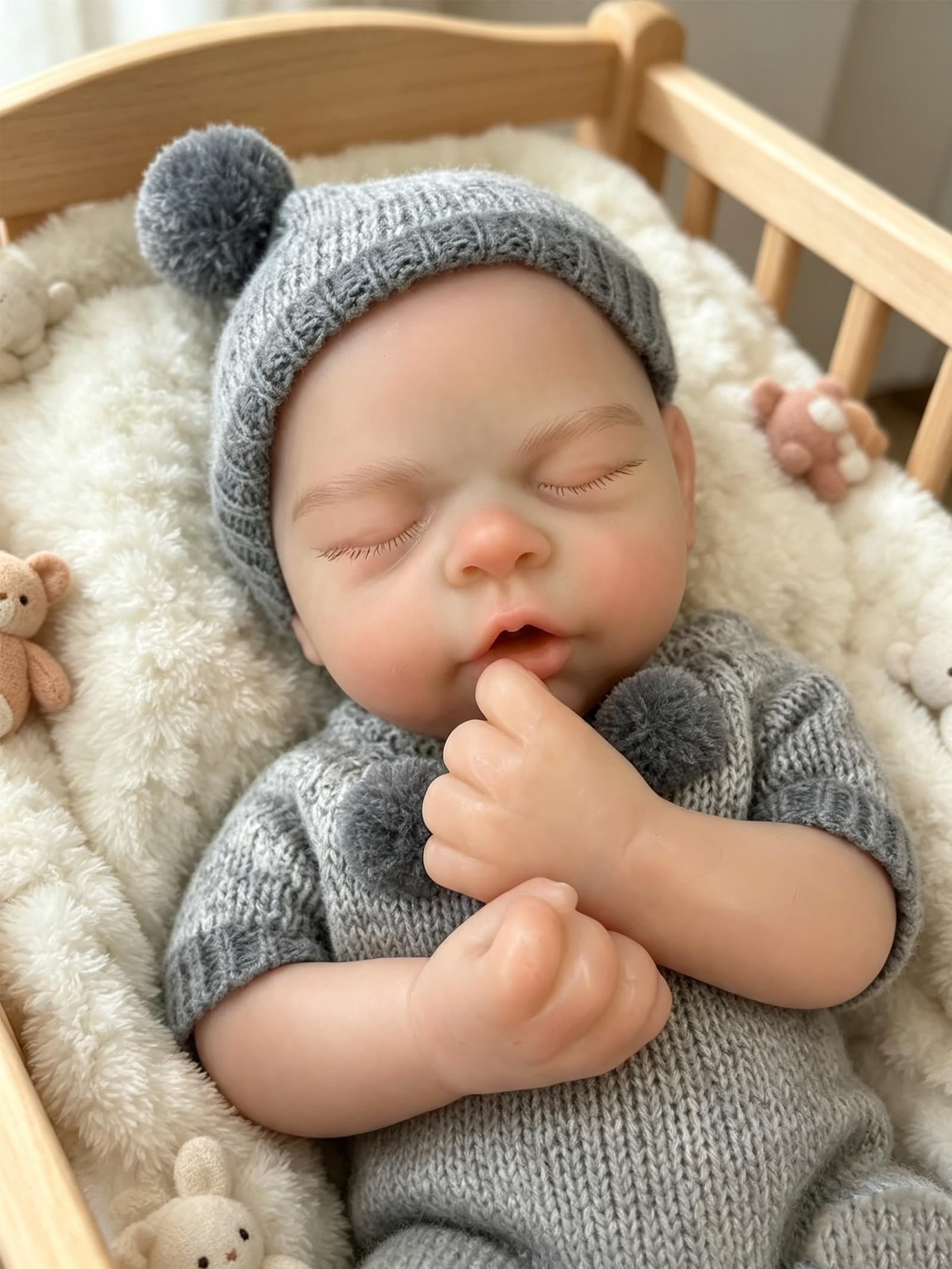 Bambola bambina in silicone morbido e resistente da 13 pollici con bocca aperta, sembra un neonato vero
