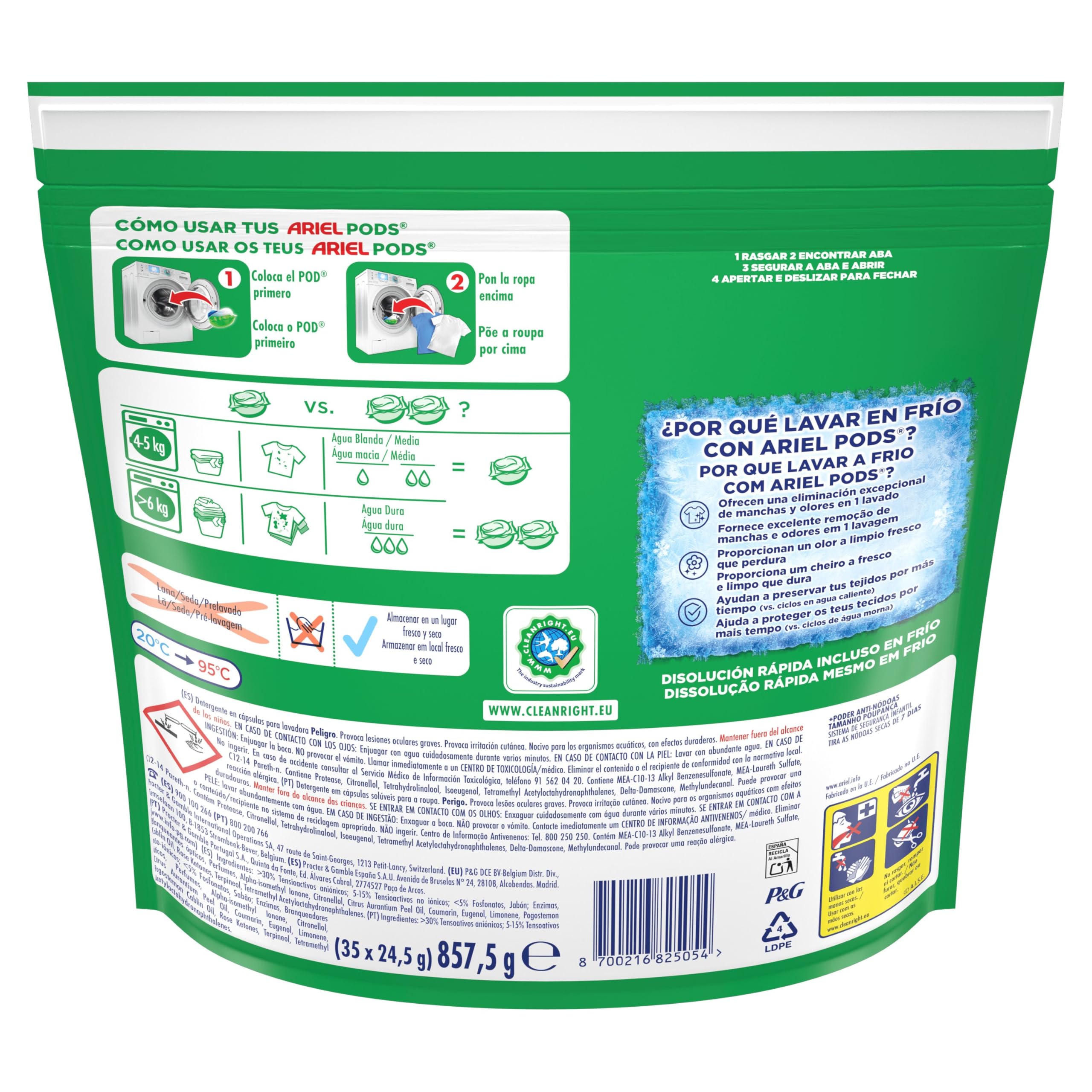 Ariel PODs Platinum, Detergente Líquido En Cápsulas + Poder Quitamanchas Cápsulas, 70 Lavados
