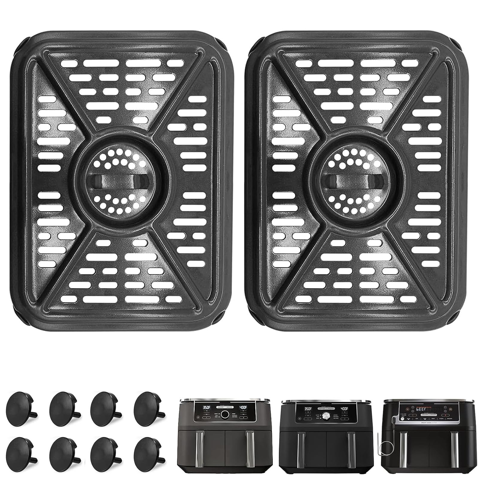 GCQ Air Fryer Grill Pan for Ninja Foodi DZ401 DZ550 DZ302 10 Quart DualZone XL 2 Baskets Air Fryer, Air Fryer Replacement Parts Crisper Plate Grill Plate Tray Rack Accessories, Dishwasher Safe