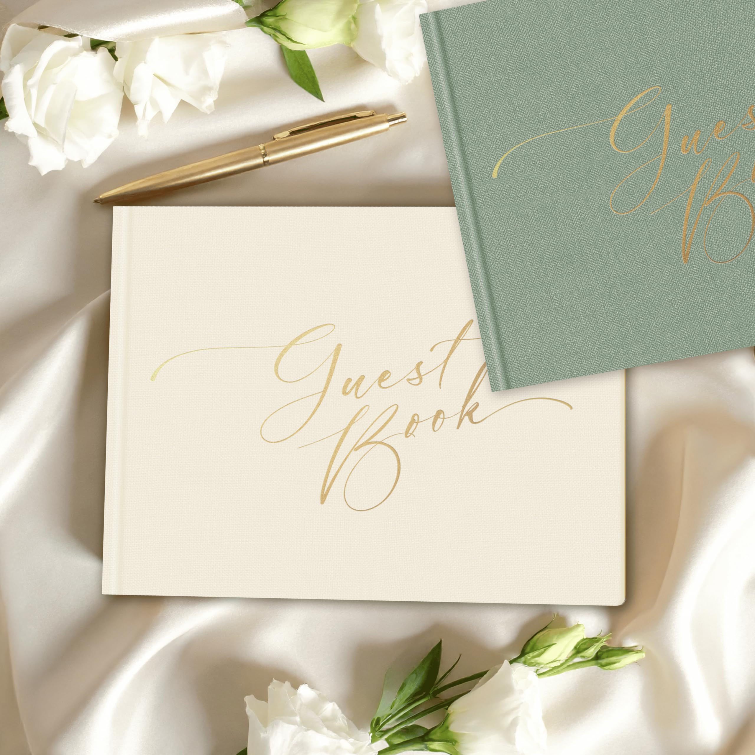 ARTESORI Gästebuch zur Hochzeit für den Empfang – Goldfolien-Gästebuch zum Einloggen, elegantes Gästebuch zur Babyparty für Party & Geburtstag – Foto & Polaroid Gästebuch für Hochzeit & Brautparty