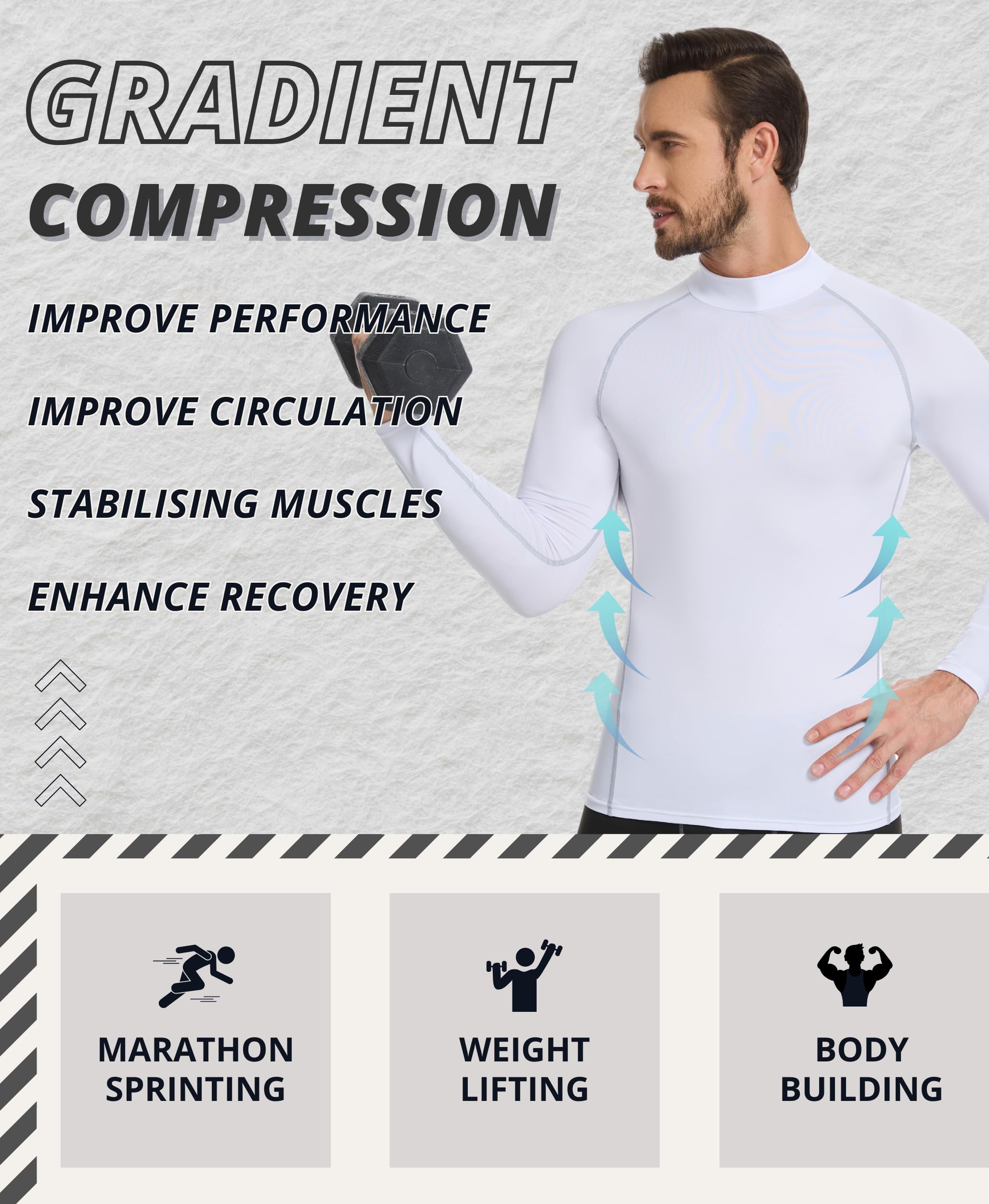 AMZSPORT 2 Pezzi Maglia Compressione Uomo Maglietta Termica Manica Lunga Maglie Sportiva Shirts Traspirante da Asciugatura Rapida Camicia Fitness Palestra