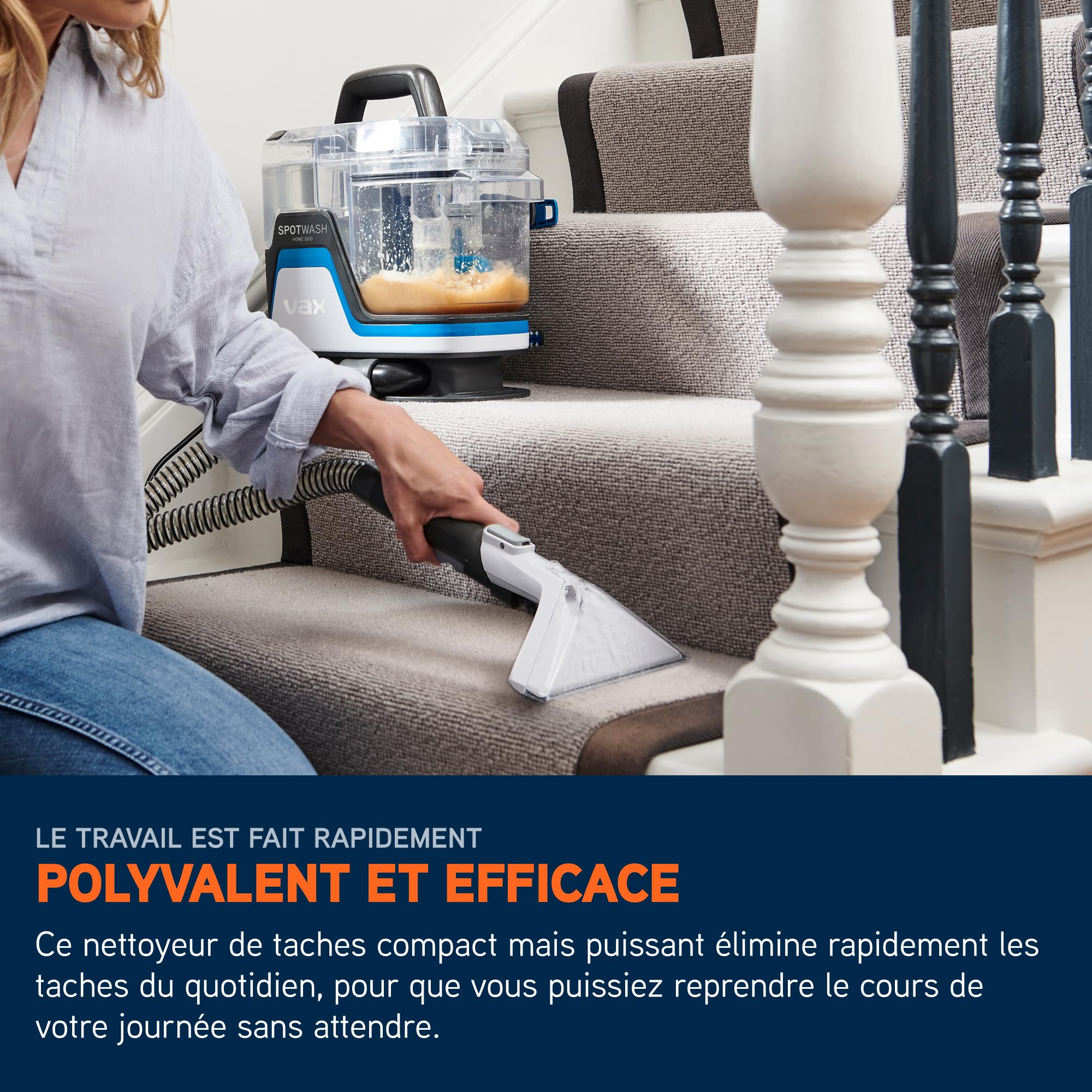 Vax SpotWash Home Duo Spot Nettoyeur, détachant pour shampouineuse tapis et tissus d'ameublement, séchage rapide, protection antimicrobienne et nettoyage en profondeur de plusieurs surfaces