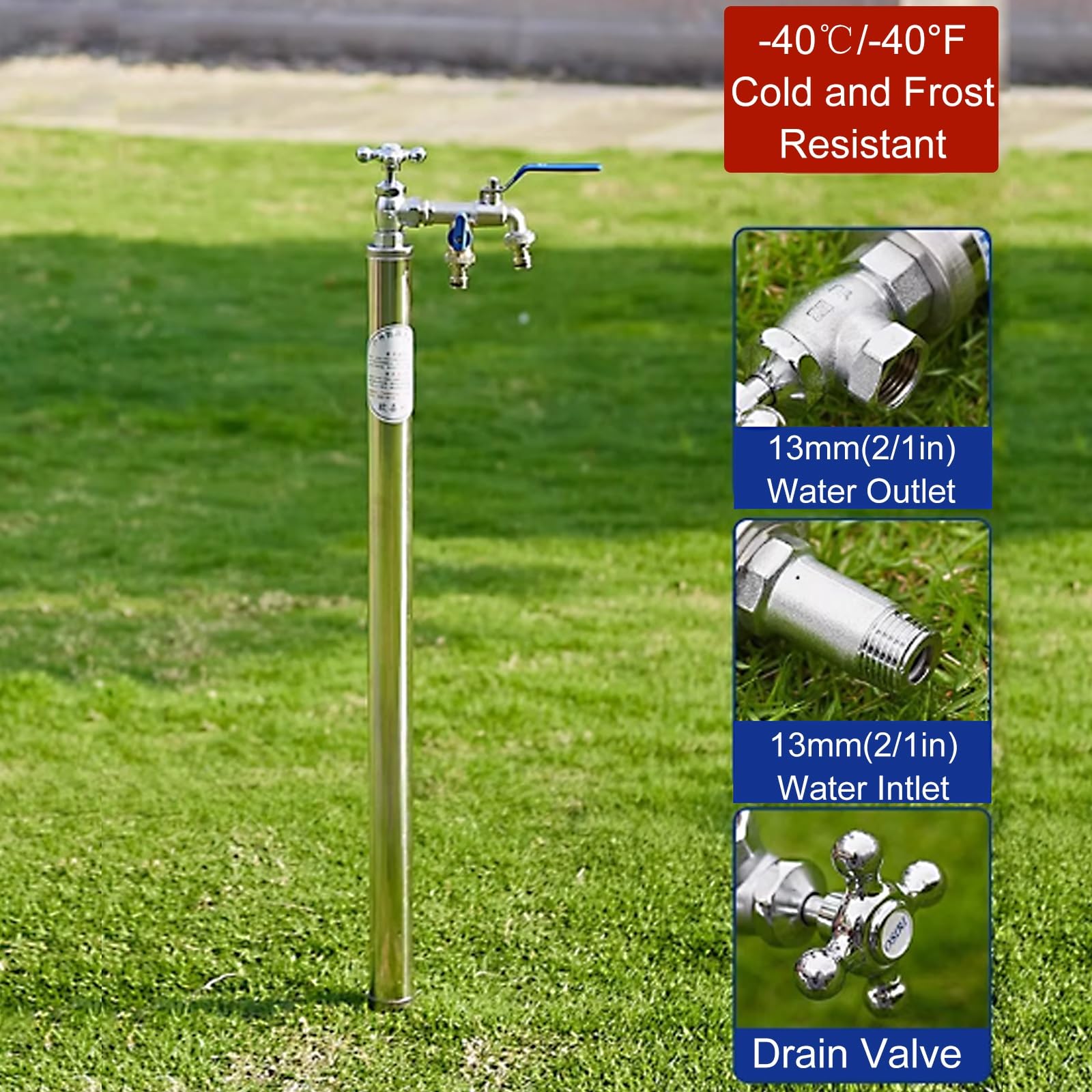 Grifo de Exterior para Suelo, Fuente de Agua Vertical para jardín, protección contra el Sol y Las heladas, Columna de Agua de 99 cm, Ideal para riego, Lavado de Coches y Cuidado de