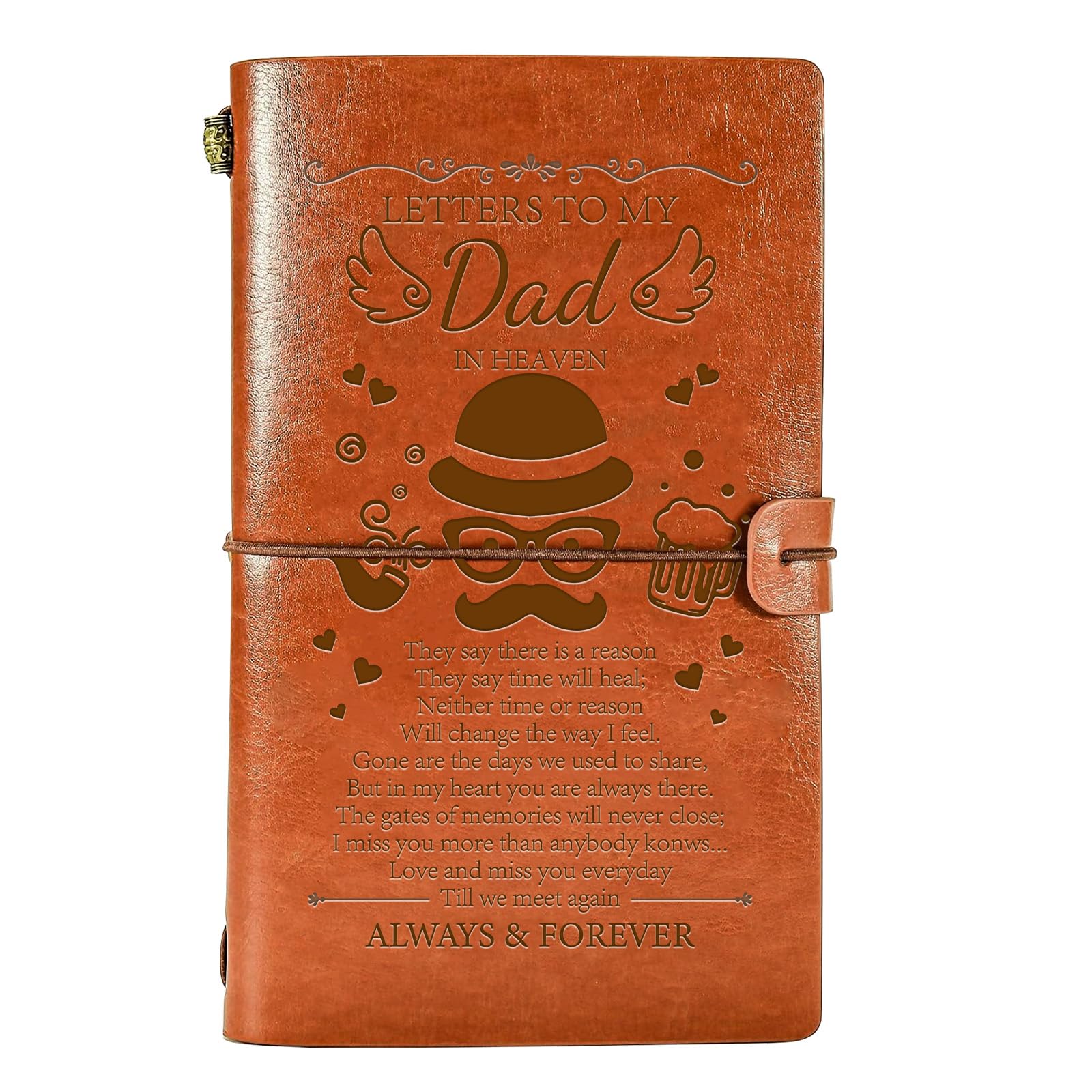Wazzio Memorial Gifts for Loss of Father, 136 Page Refillable Leather Journal Sympathy Gifts, Letters to My Dad in Heaven Notebooks, Bereavement Gift for Loss of Father — image 1