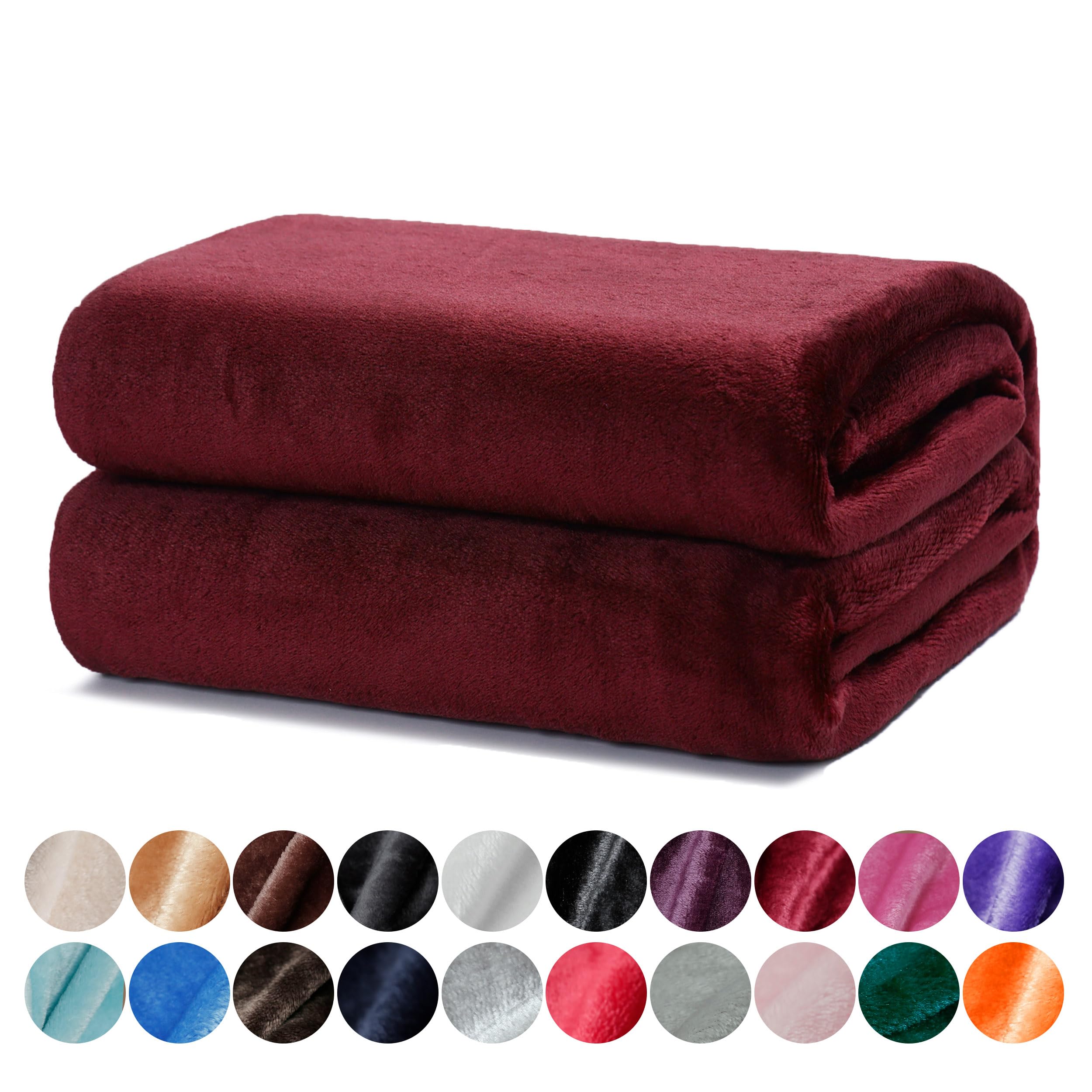 DALINA Textil – Blanket for Small Sofa 130 x 160 cm – Velvet Blanket – Lightweight Flannel Blanket for Sofa, Bed, Travel, Living Room (Red Red)