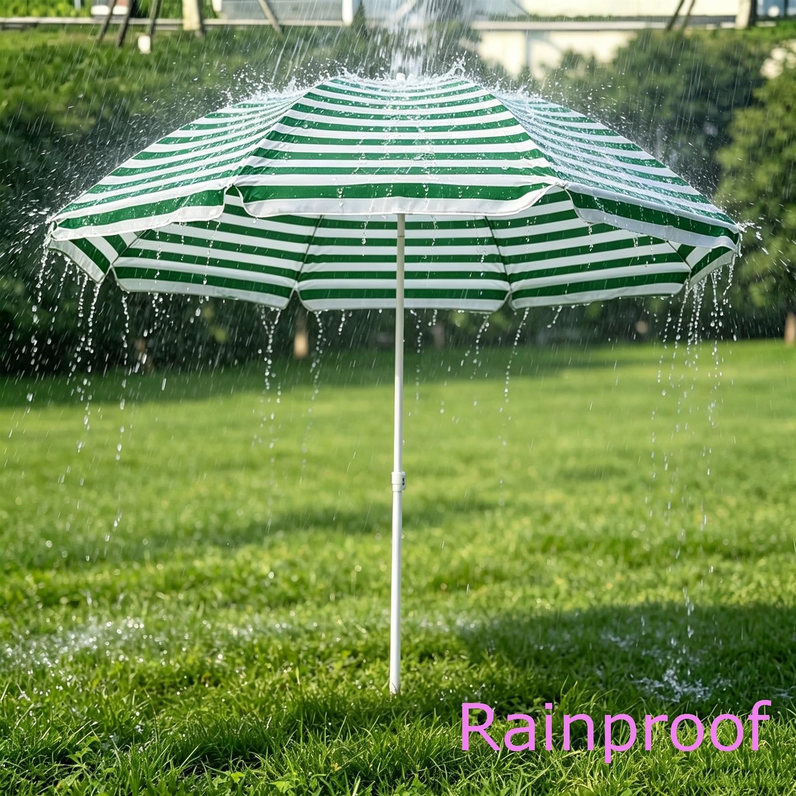 Parasol słoneczny, przenośny parasol słoneczny na podwórko, wiatroszczelny, trwały, lekki, do ogrodu, basen, podwórko, plaża, kemping (niebieski i biały, 2,2 m/7,2 stopy)