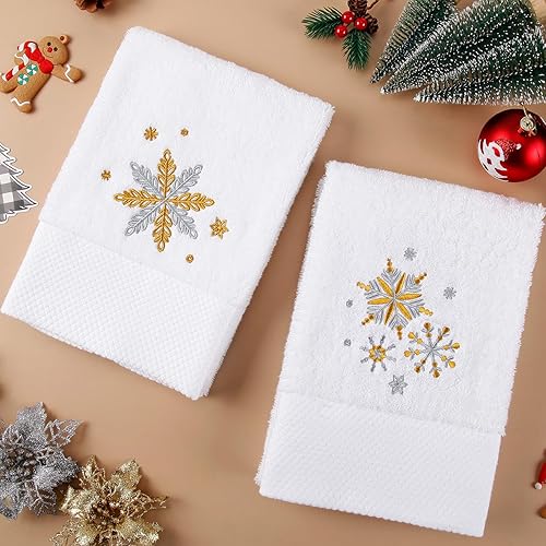 Miniatura 2 de Paquete de 2 toallas de mano de Navidad para camión, árbol de Navidad, 100% algodón, bordadas, decoración de lujo de primera calidad, juego de