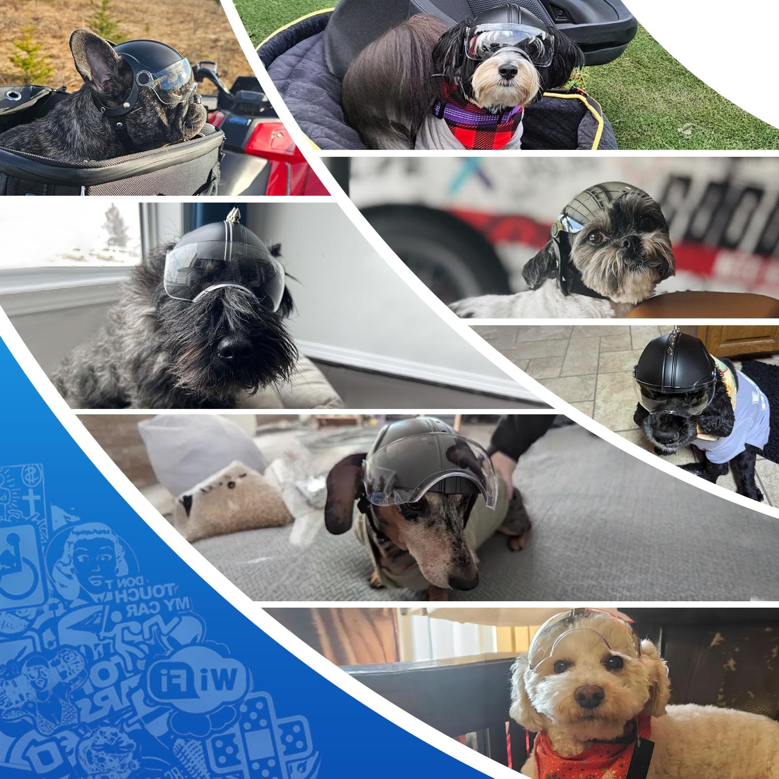 LESYPET Dog Helmet Small Breed, Dog Motorcycle Helmet Drop-Down Clear Visor for Outdoor Motorcycling Windproof Pet Hat with Ear Hole