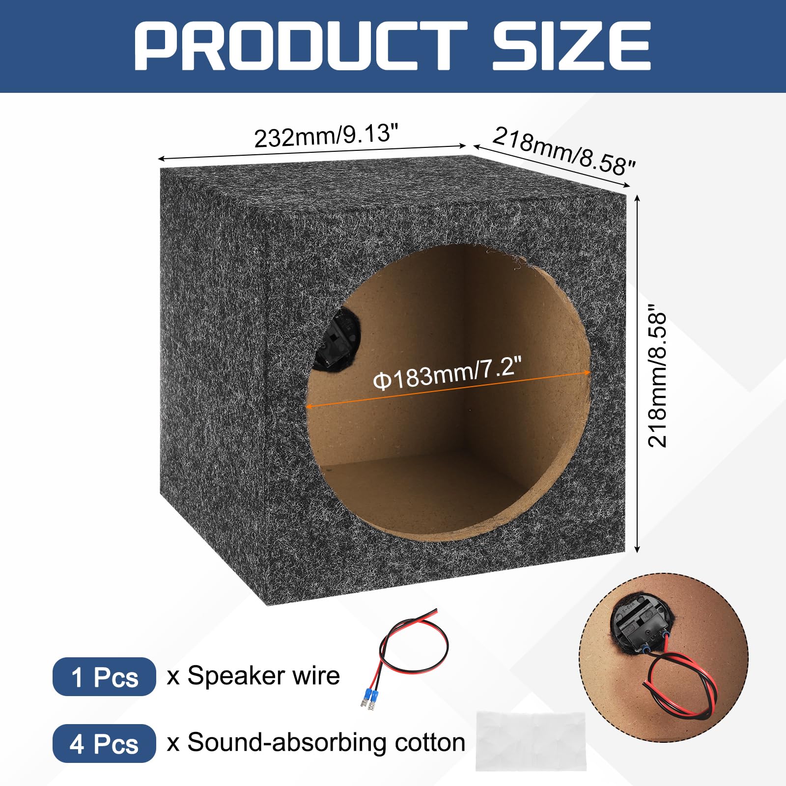 QUARKZMAN Caja De Altavoz De Madera Portada De 8 Pulgadas Gris Caja De Subwoofer Ventilada Simple para Audio De Automóvil De Altavoz para Camión Suministros De Sonido Personalizado