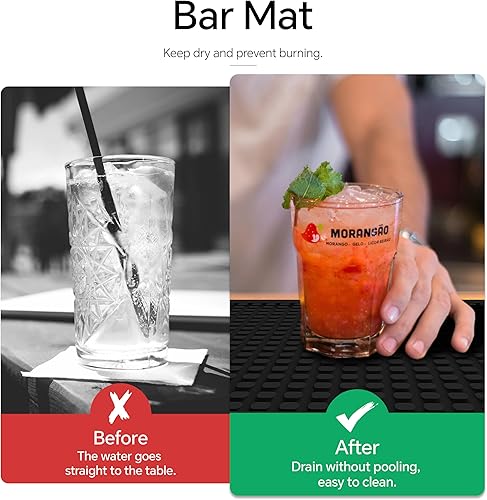Miniatura 4 de Paquete de 2 tapetes de bar, tapetes de secado de herramientas de bar para el hogar, juego de bar de 18 x 12 pulgadas (negro) para bares, campamento