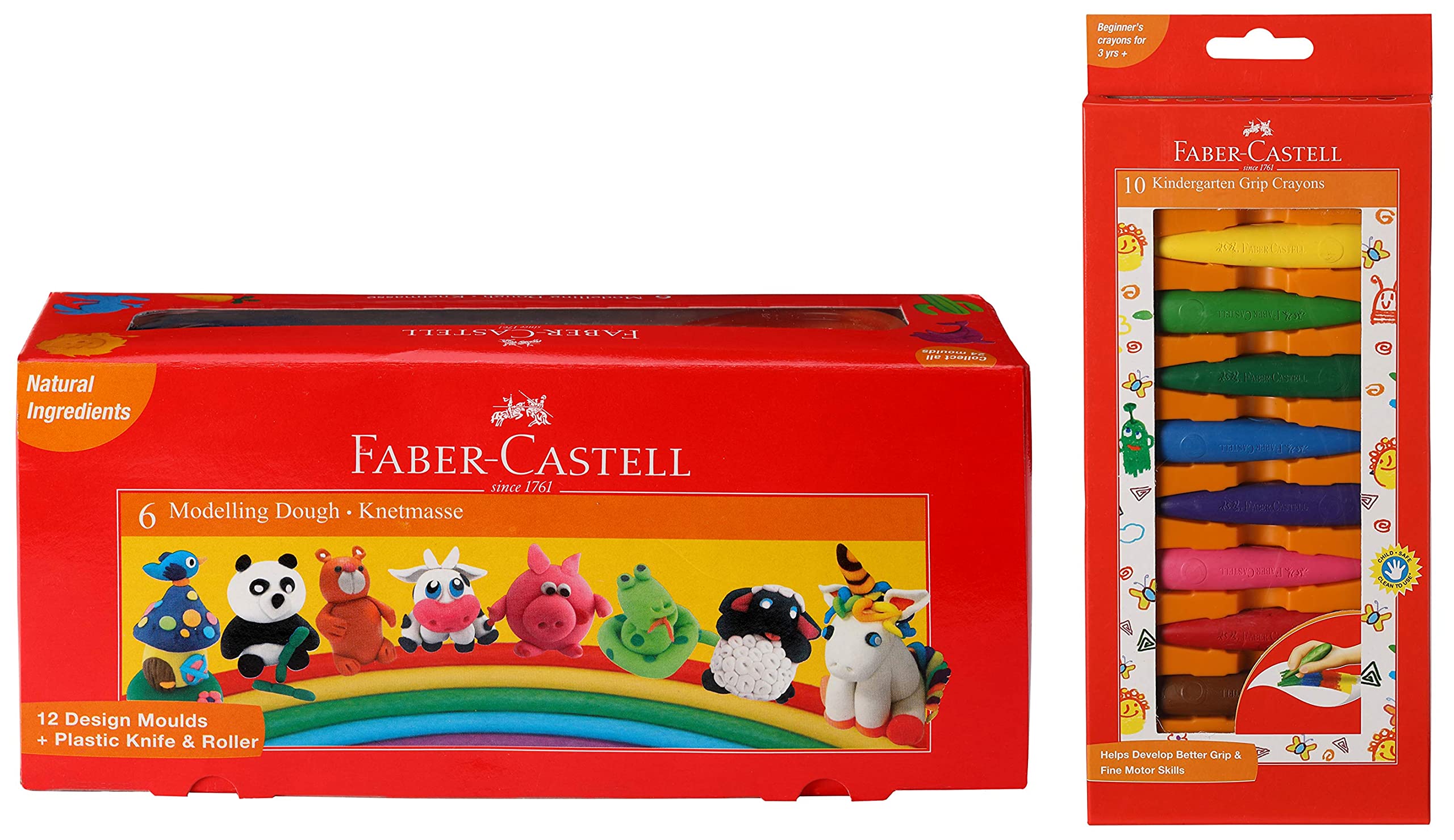 Faber-Castell Modelling Dough - Pack of 6 (Assorted) & Faber-Castell Kindergarten Grip Crayons - Pack of 10 (Assorted) (B0B9442XHV) Amazon Price History, Amazon Price Tracker