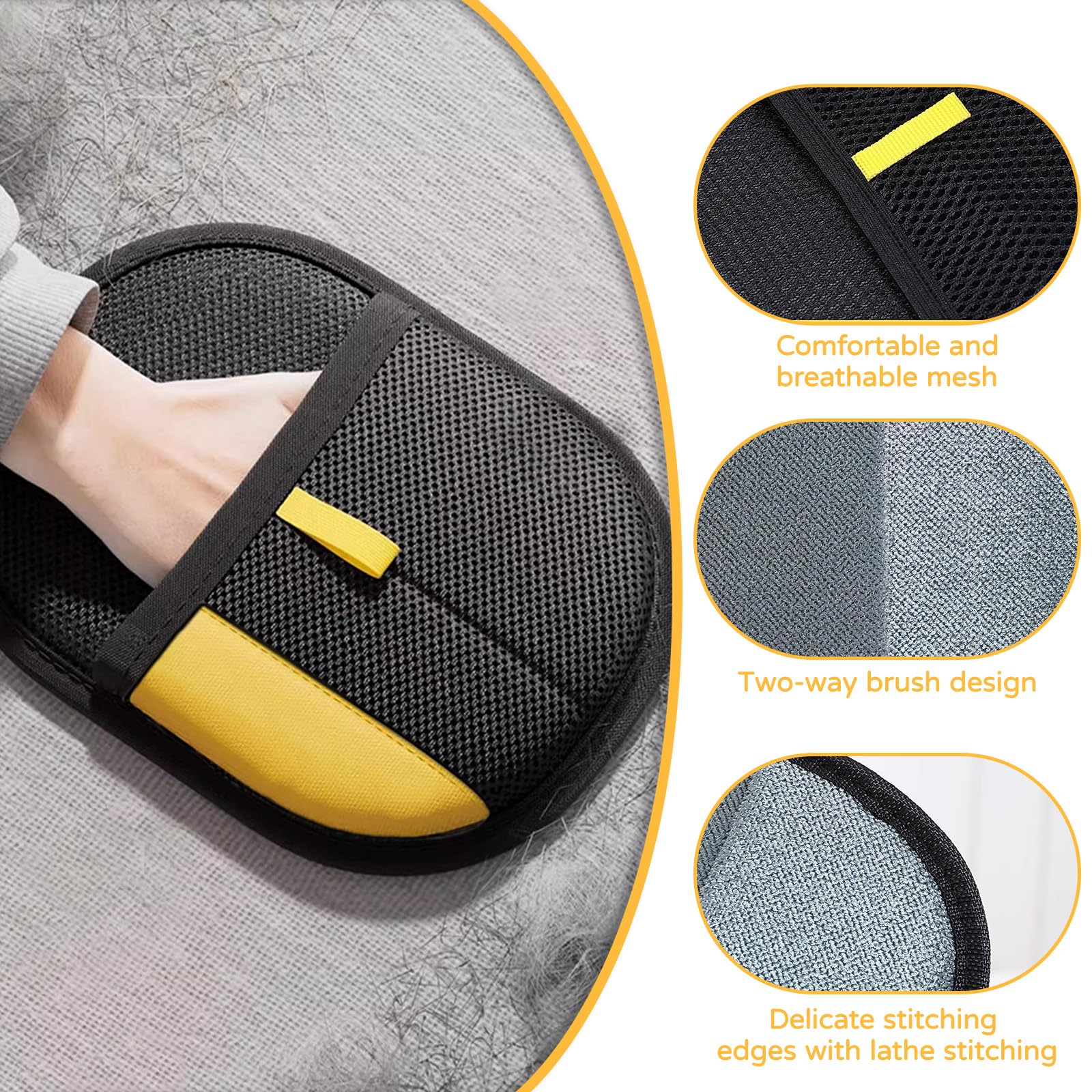 Asheyya 2 Pcs Pet Hair Removal Glove, Reusable Double Pet Grooming Gloves for Grooming Deshedding Washing - Image 2