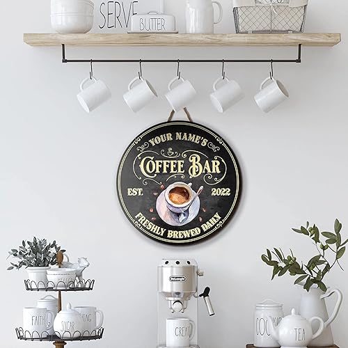 Miniatura 4 de Artsy Woodsy Letrero personalizado de madera para barra de café (no tallada o neón), placa de pared para decoración de cocina, regalos