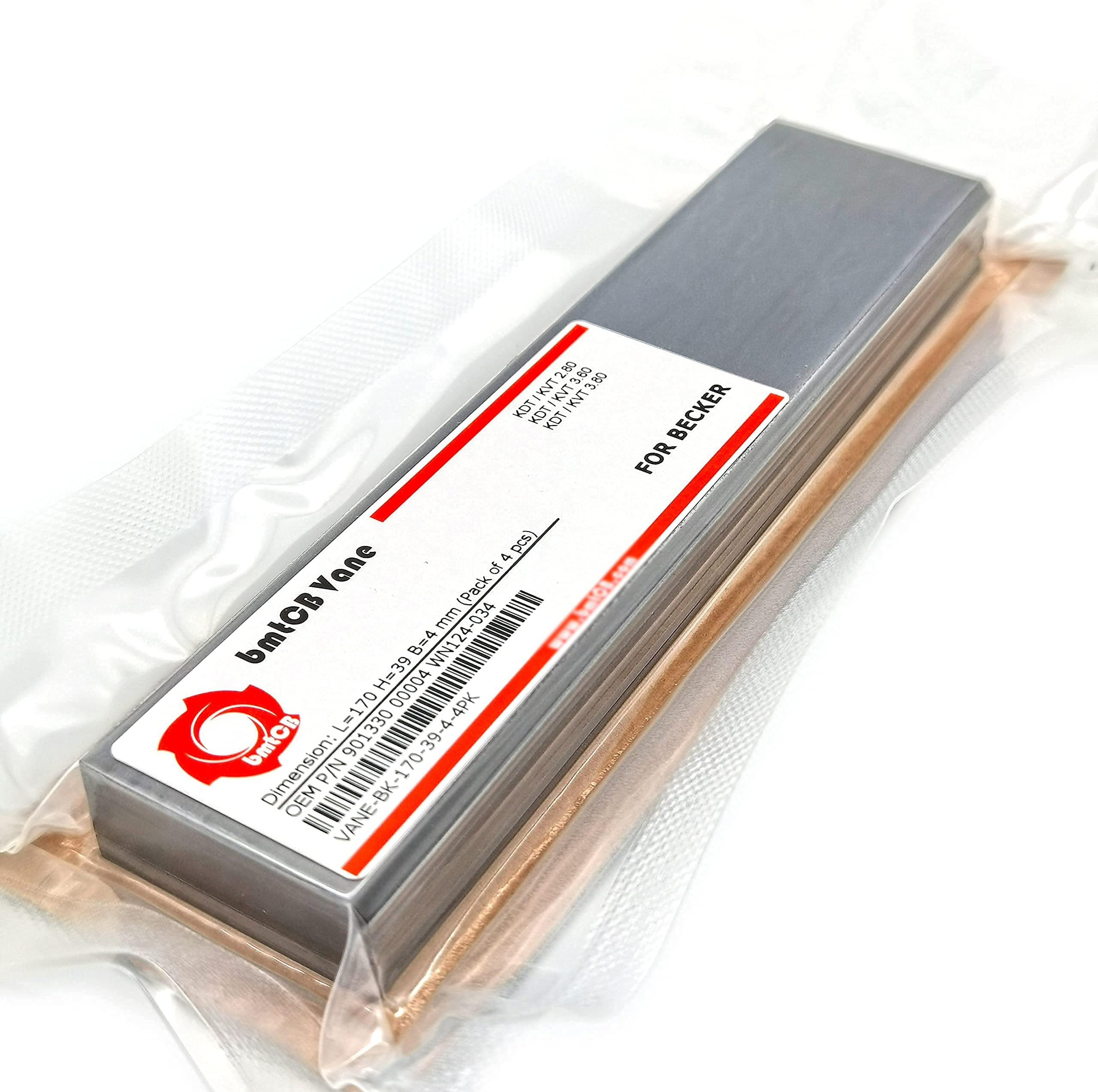 Carbon Vane 4pcs PM kit for Becker Pump KDT/KVT 2.80/3.60/3.80 901330 WN124-034 DIM: 170mm x 39mm x 4mm