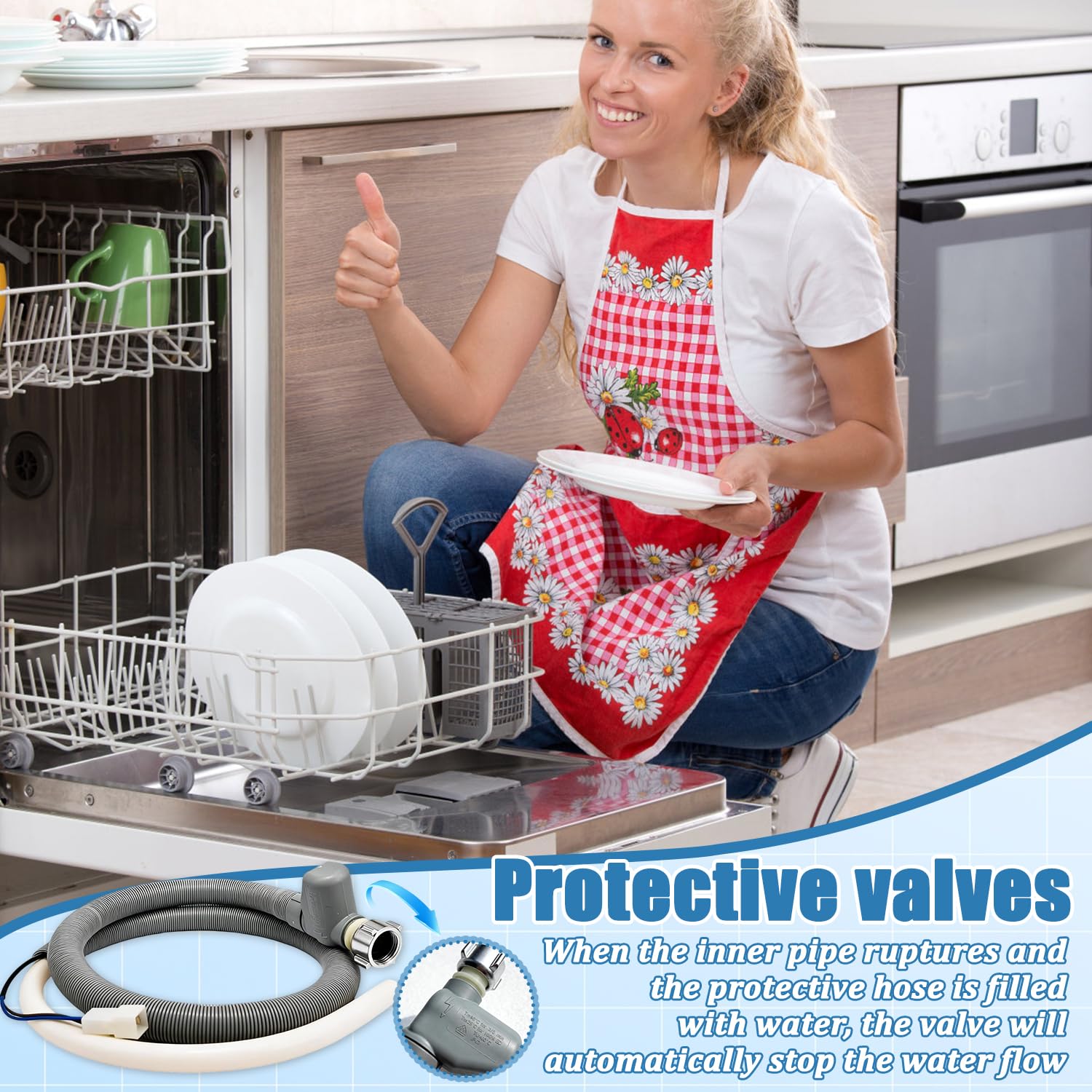 Aquastop Zulaufschlauch 1,8M Universal Einlassschlauch für Geschirrspüler, Universal Geschirrspülerschlauch, Kompatibel mit Miele Bosch Siemens AEG Electrolux Zanussi Beko LG 10499862 7638500