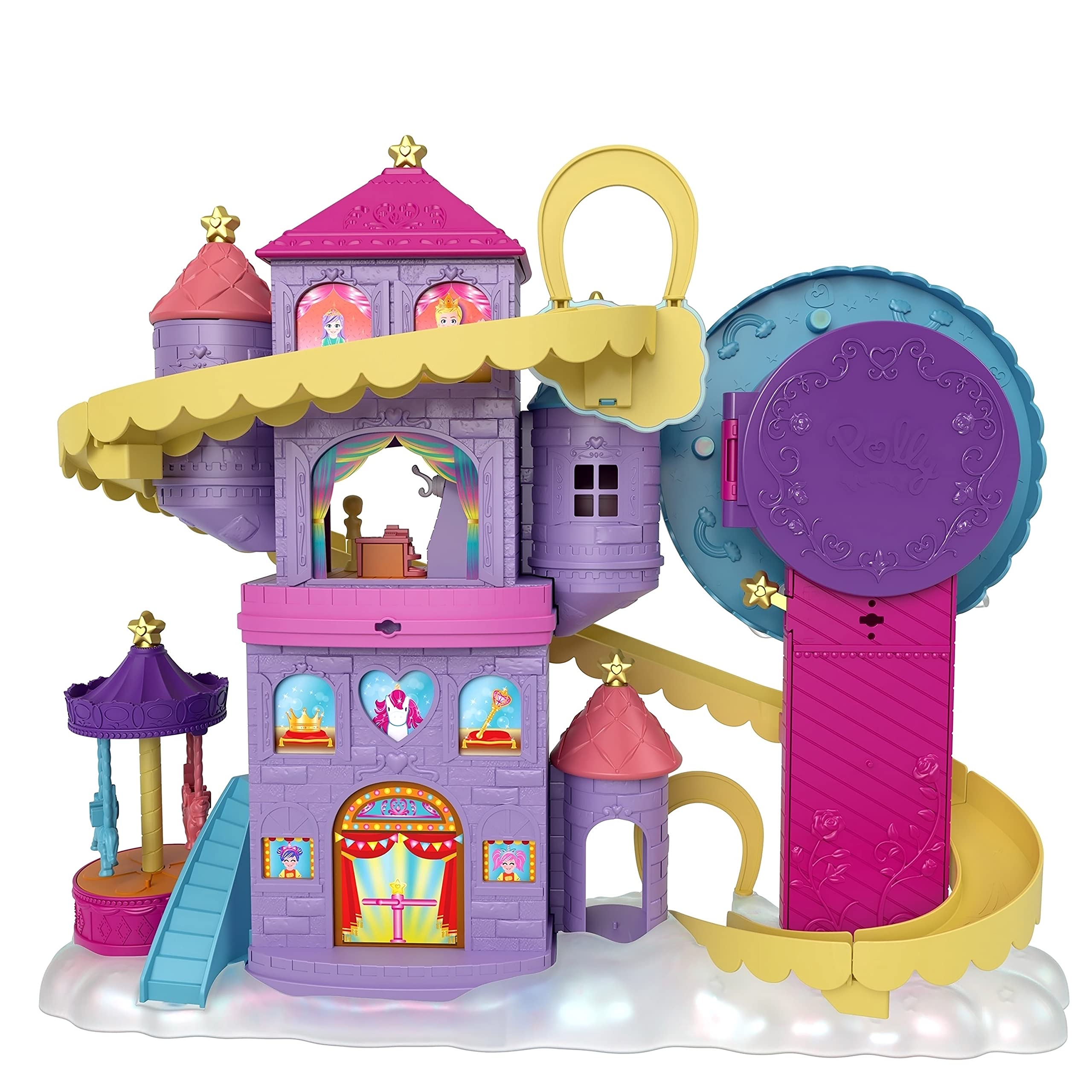 Polly Pocket Rainbow Funland Theme Park, 3 Rides, 7 Play Areas, Polly