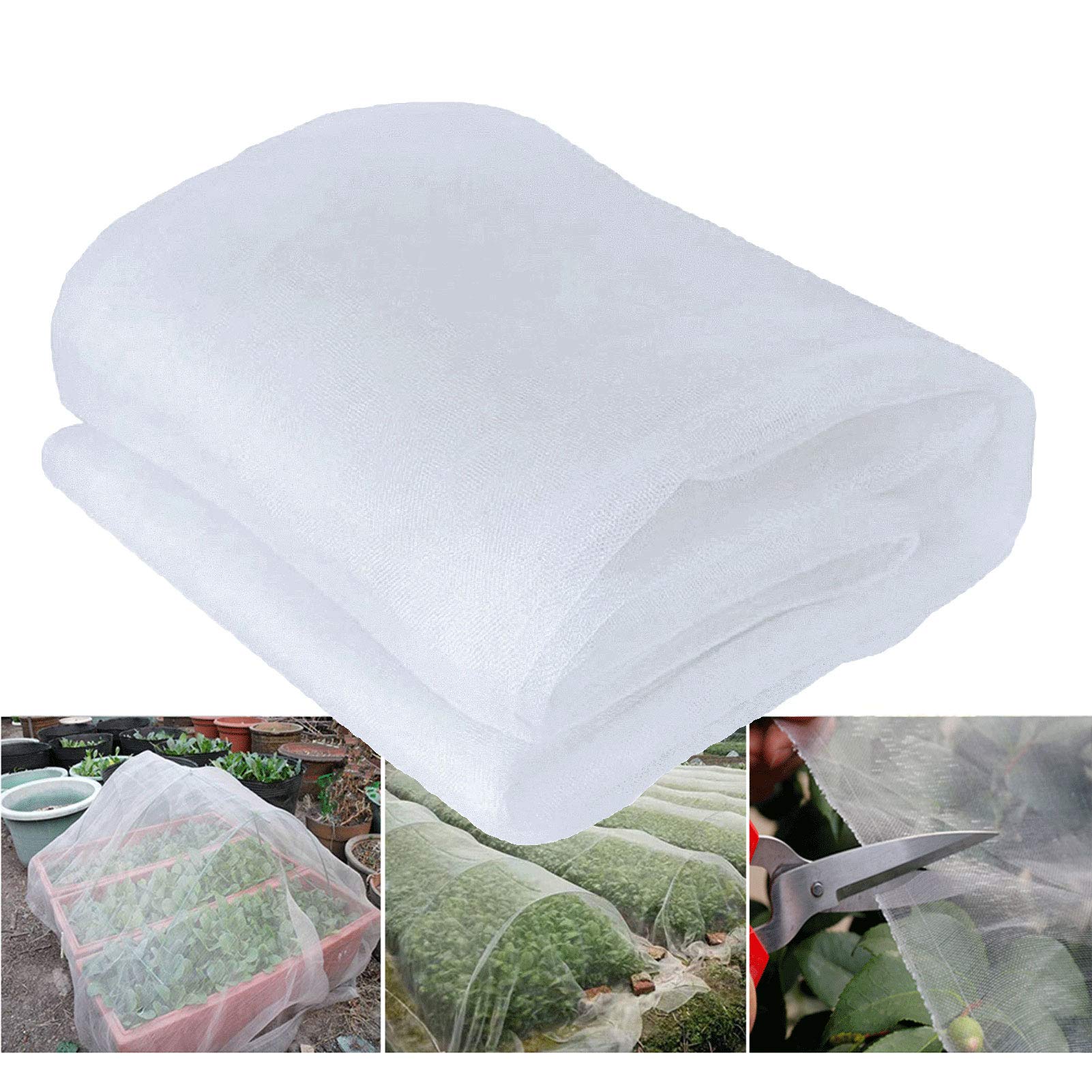 APOE Filet Anti Insecte Jardin, Filet Potager, Contre Oiseau Grow Tunnel Protection Plantes Maille Fine pour Fleurs, Fruits, légumes, Cultures, Blanc 3m x 15m