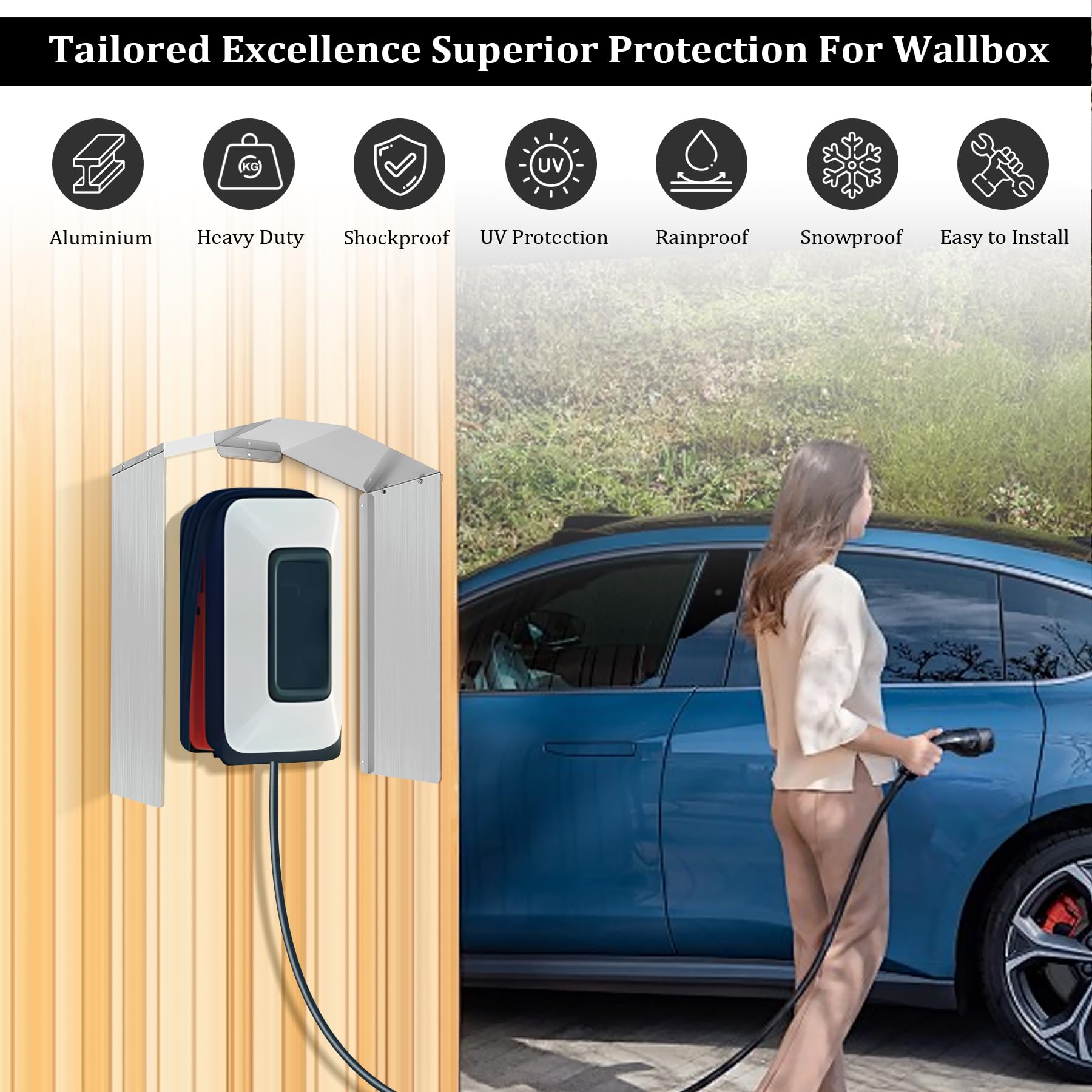 Housse De Protection Imperméable Pour Borne De Recharge VE – Tissu Oxford Argenté, Universelle, Anti-Pluie, Anti-Poussière & UV