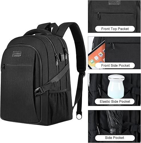 Miniatura 6 de ANKUER Mochilas para hombres y mujeres, mochila para laptop de hasta 15.6 pulgadas para viajes, mochilas con puerto de carga USB, mochila de trabajo
