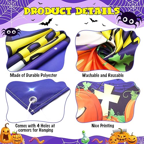 Miniatura 3 de Fondo de calabaza cristiana de Halloween, con texto en inglés "Let Jesus Light Your Way", pancarta religiosa para fiesta de Halloween, decoración de