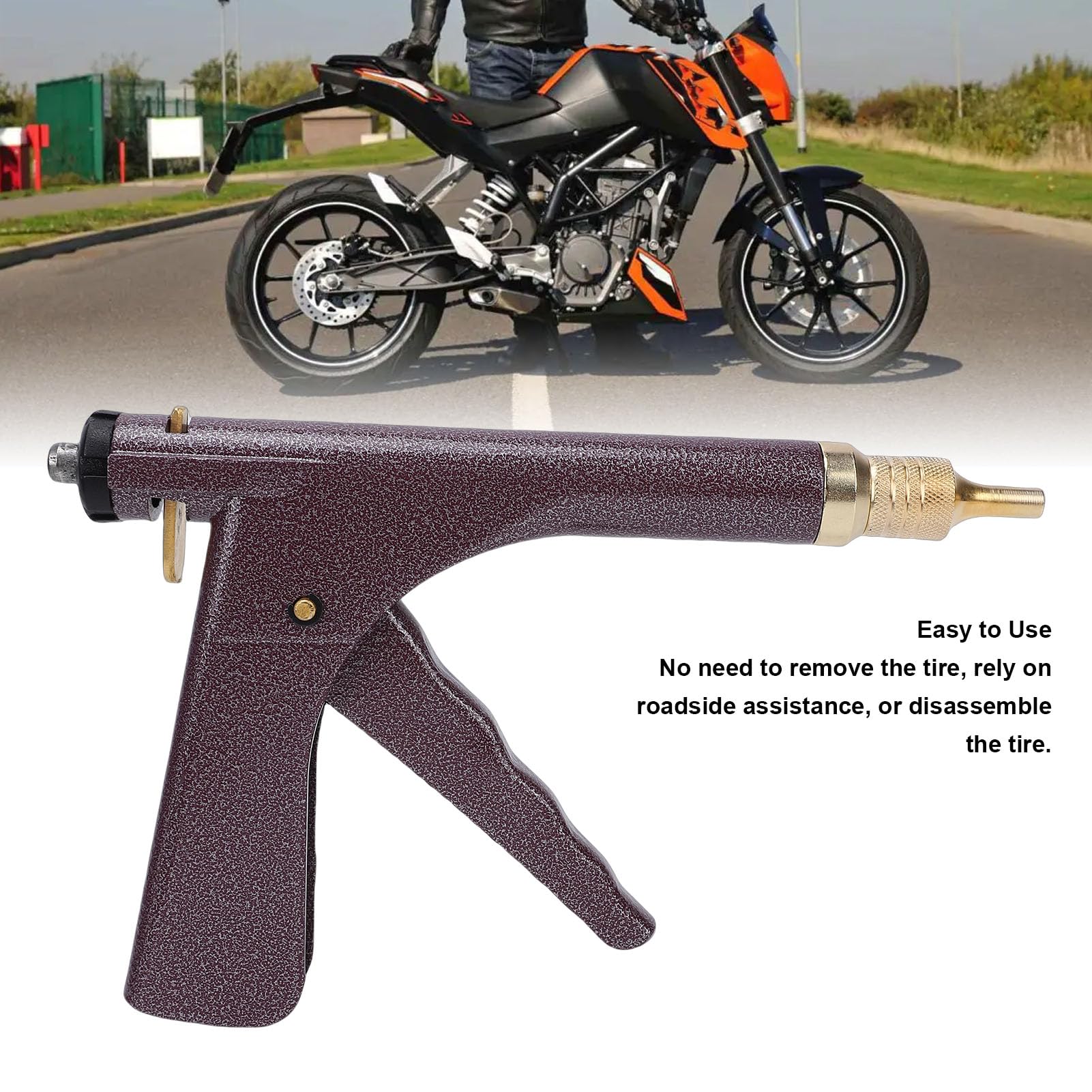 Yctze Kit di Riparazione Foratura Pneumatici Tubeless, Kit Tappo a Fungo dalle Prestazioni Stabili Eccellente Tenuta dei Pneumatici con Impugnatura a Grilletto, per Moto, Auto