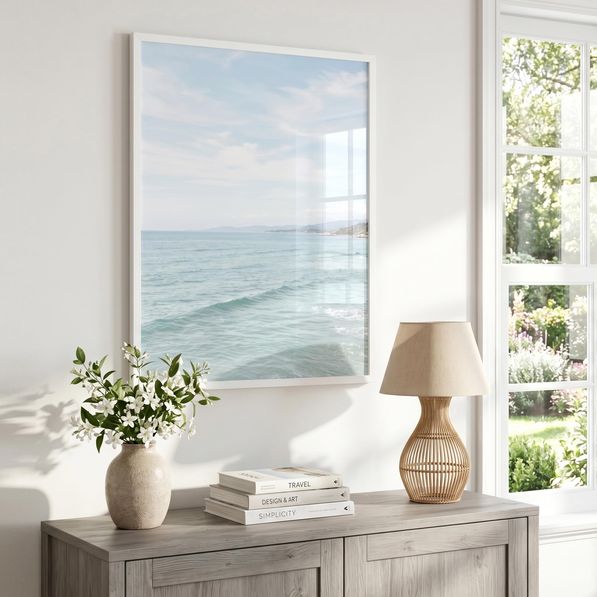 Americanflat Cadre photo blanc de 55,9 x 71,1 cm, cadre photo fin avec plexiglas poli – Cadre photo mural avec matériel de suspension pour affichage horizontal ou vertical, blanc