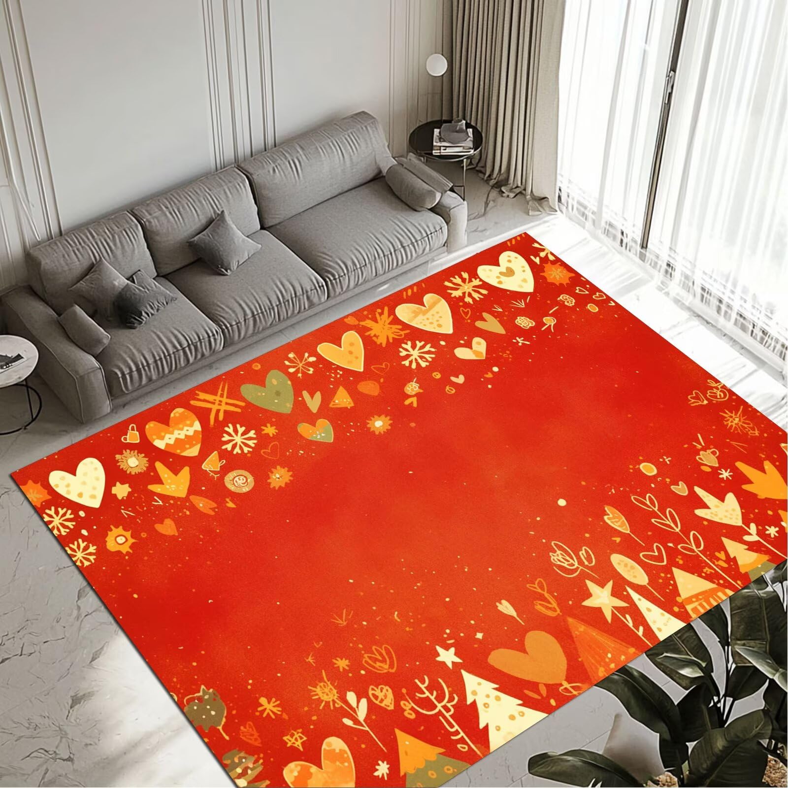 Tapis rouge salon chambre lavable imperméable antidérapant cuisine entrée