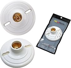 ISOLATECH 1x E27 Plastic Wall Lamp Holder with Holes | Suitable for LED and energy-saving bulbs, max. 250 V/4 A, for home installation, ceiling, kitchen and bathroom