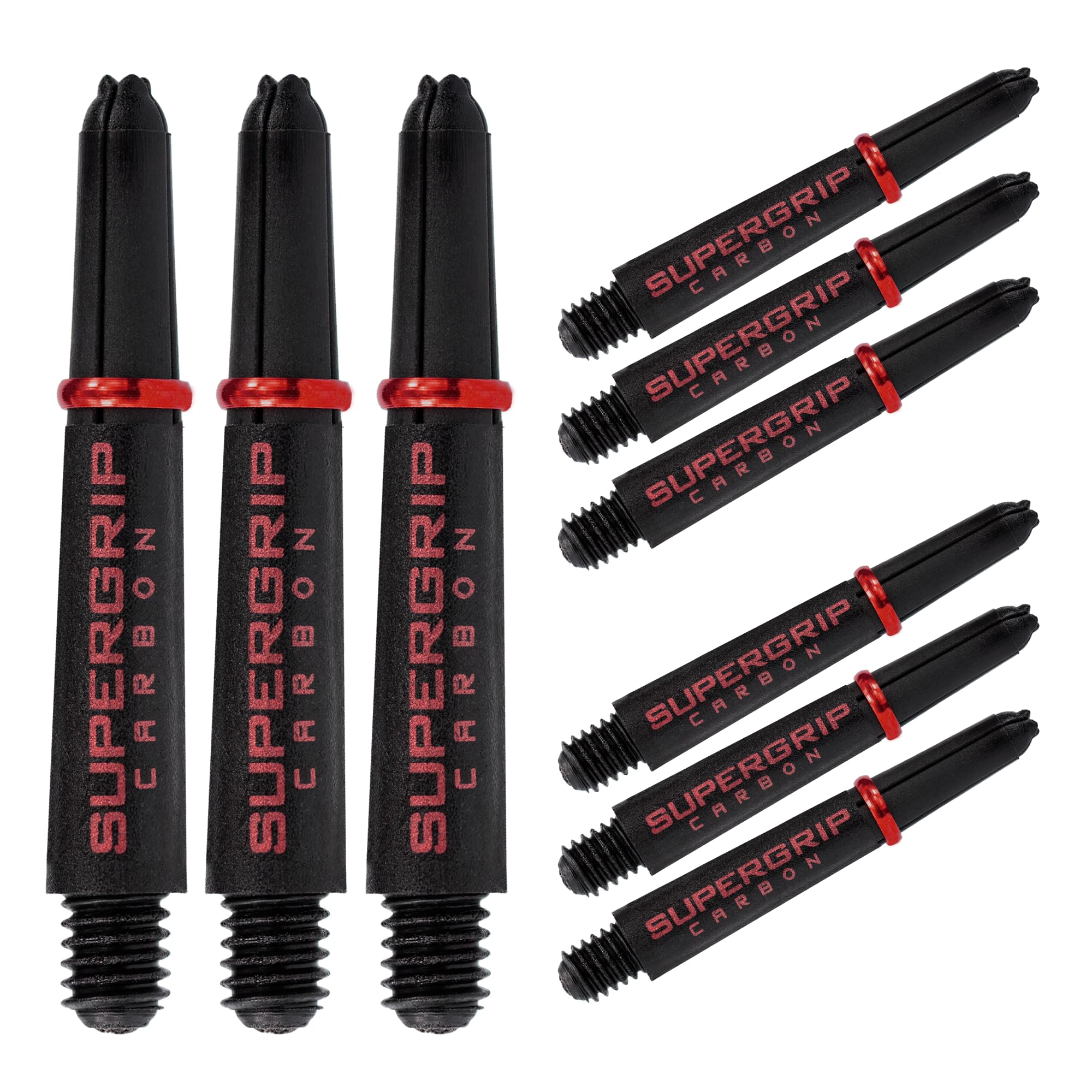 Harrows Darts 3 x Sets of SuperGrip Carbon Dart Stems, 9 Dart Shafts in Total, Available in 3 sizes, Tough Carbon Composite