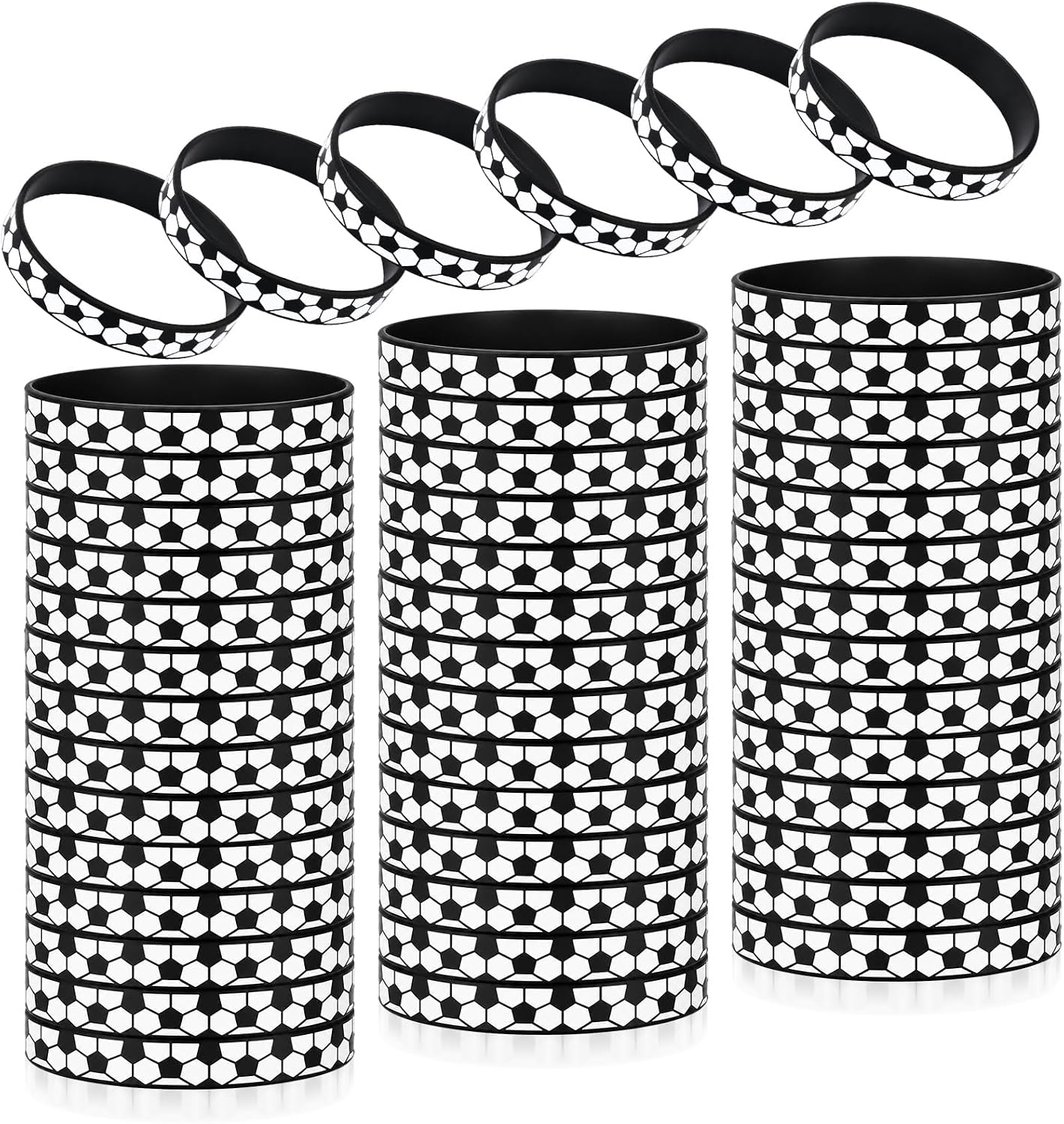 Zhanmai 48 Pcs Football Party Favors, Silicone Wristbands Bracelets Bulk