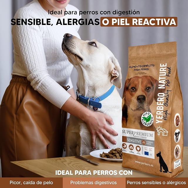 Foto 4 de 7 de Yerbero Nature Sensitive, Pienso Hipoalergénico para Perros Adultos, Alimento de Cordero, Low Grain, con Arroz