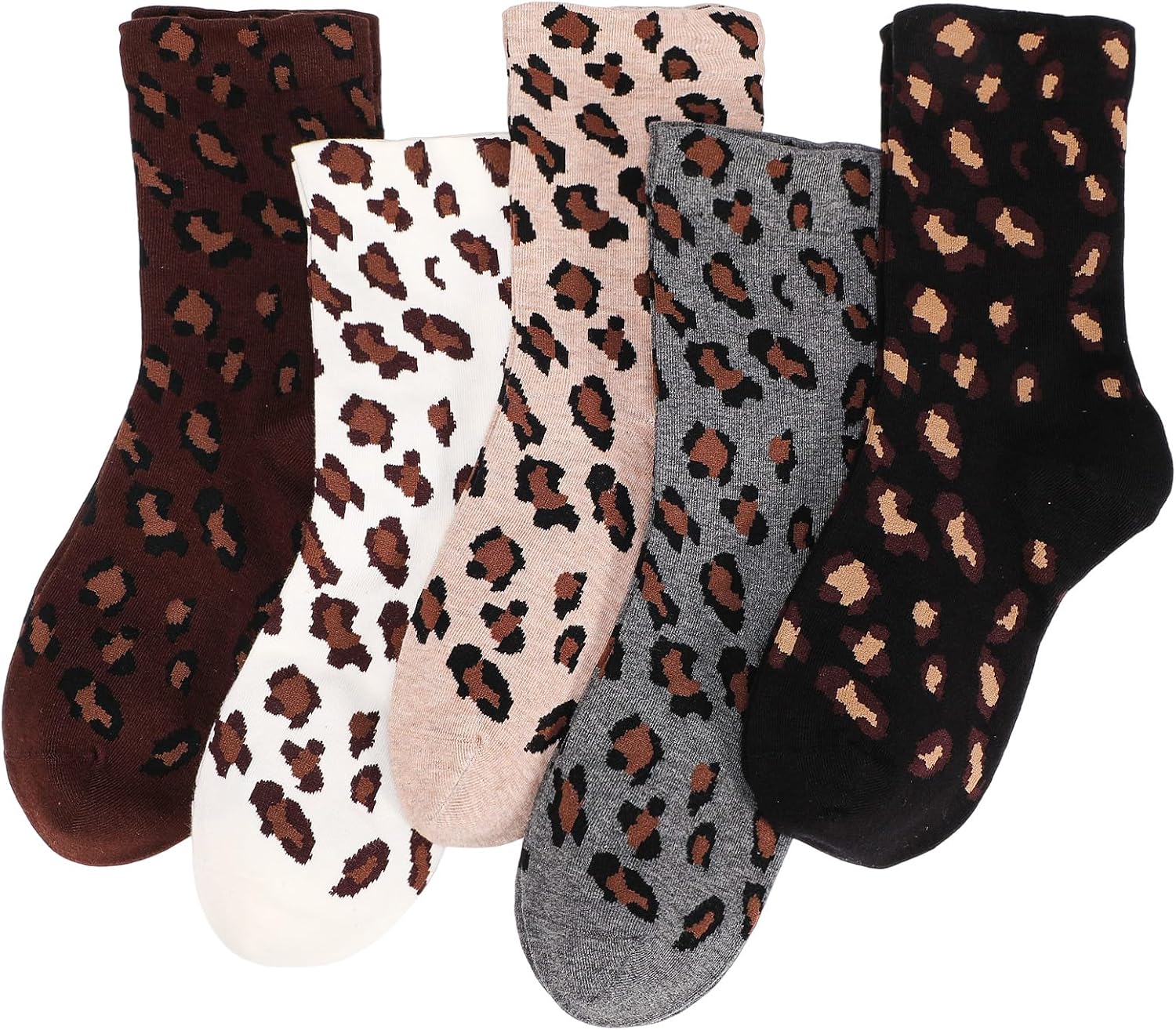 5 Pairs Leopard Socks Women Cheetah Print Socks Cozy Quarter Socks Neutral Ankle Cute Crew Funny Patterned Versatile
