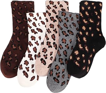 5 Pairs Leopard Socks Women Cheetah Print Socks Cozy Quarter Socks Neutral Ankle Cute Crew Funny Patterned Versatile