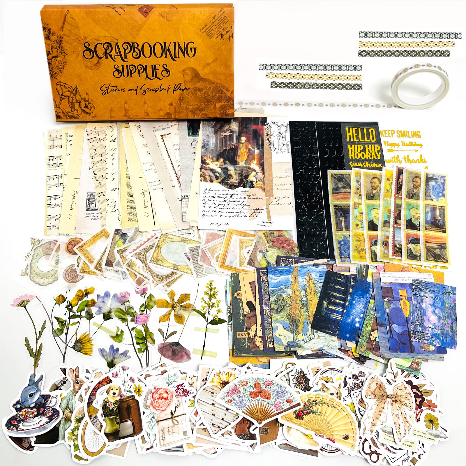 Buy Scrapbooking Supplies Kit 557 Pieces, Vintage Aesthetic Scrapbook Paper Stickers Art