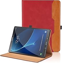 Case for Samsung Galaxy Tab A6 10.1 Inch 2016 SM-T580/T585 PU Leather Protective Case with Pocket and Pen Holder, Auto Sleep/Wake Function Smart Cover with Stand Function - Red