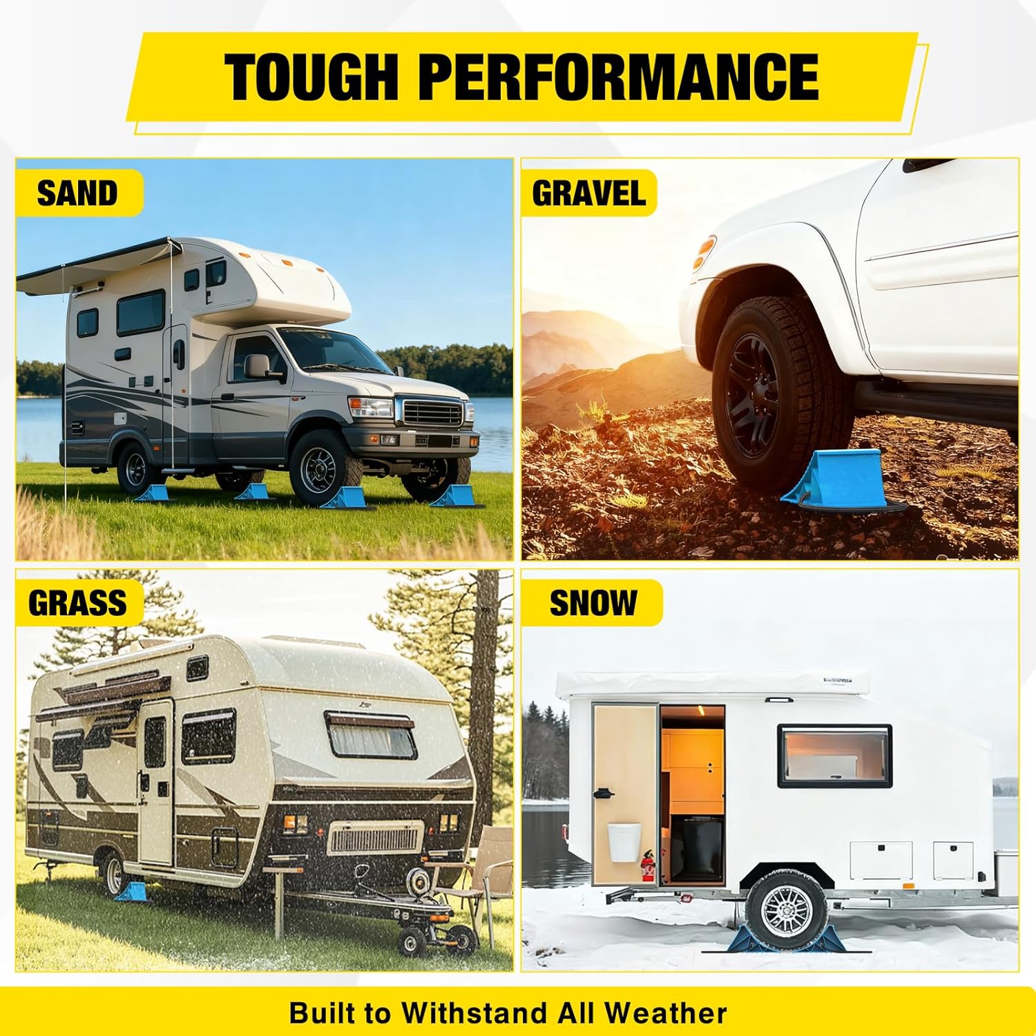 Nilight Wheel Chocks, Heavy Duty Wheel Stopper for Car, Truck, RV, Trailer, Caravan, Motorcycle, 8.7" x 4.8" x 4.2", 4-Pack(Blue)