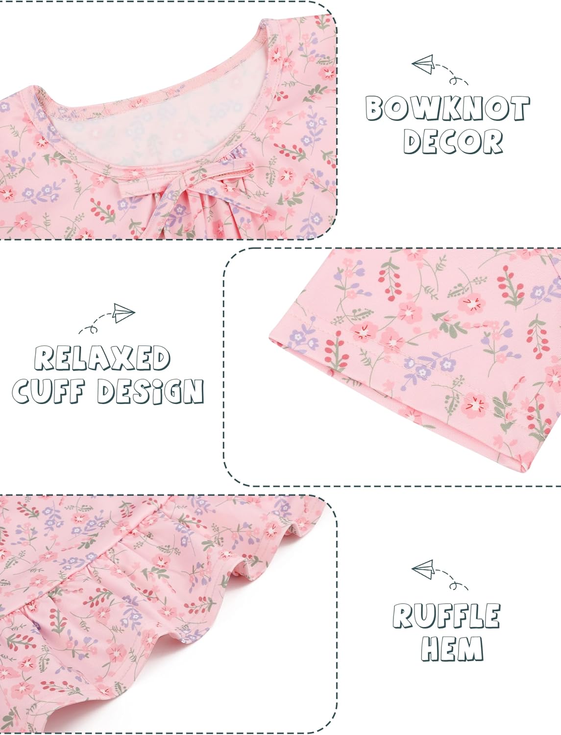 SOMSOC 13 Pcs Old Lady Costume for Kids Girls 100th Day of School Grandma Costume Granny Dress with Shawl Wig for Cosplay - Image 2