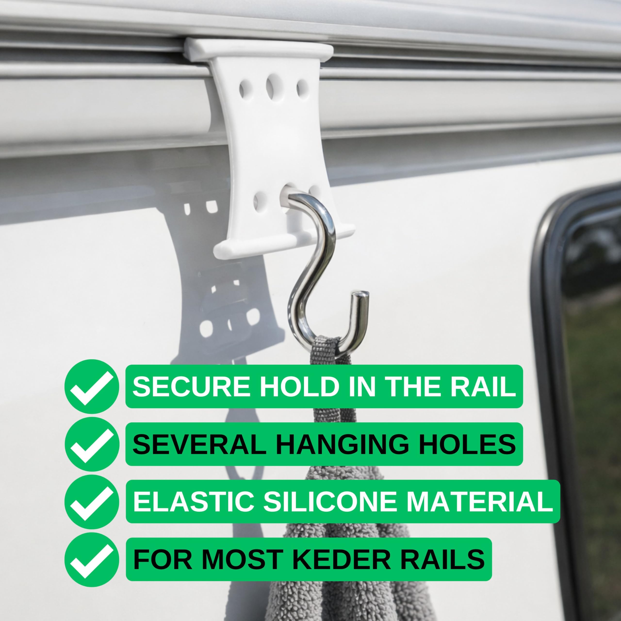 Ganci Per Tenda Da Sole In Silicone Per Camper: Confezione Da 12, Universali 5-6 E 7-8 Mm, Grigi, 65x60 Mm