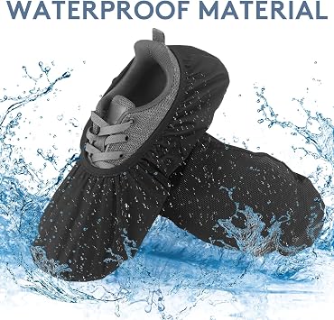 Bowling Shoe Covers for Men Women, Waterproof Reusable Bowling Shoe Covers, Non-Slip Shoes Protector Cover Essential Accessories Gifts for Sport Floor Protection,Size L for Men's 9-12, Black
