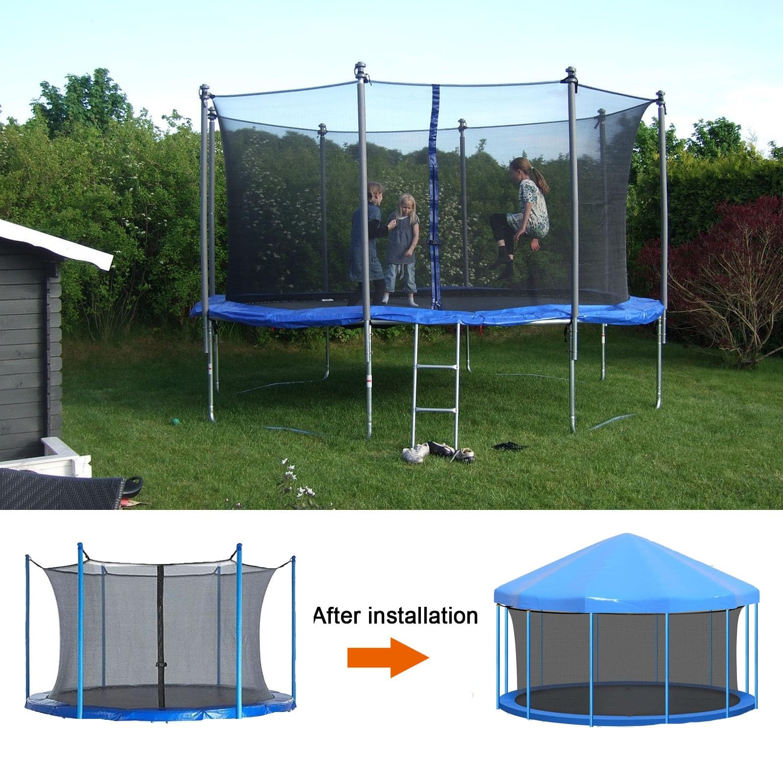 Generic Trampoline Canopy Shade Cover Windproof Protect from Sun for 6ft/8ft/10ft/12ft/14ft/16ft Trampoline Shade Straight Pole Round Trampoline Outdoor Fun for Kids(Size:16ft), EDNBALLFD-16FT